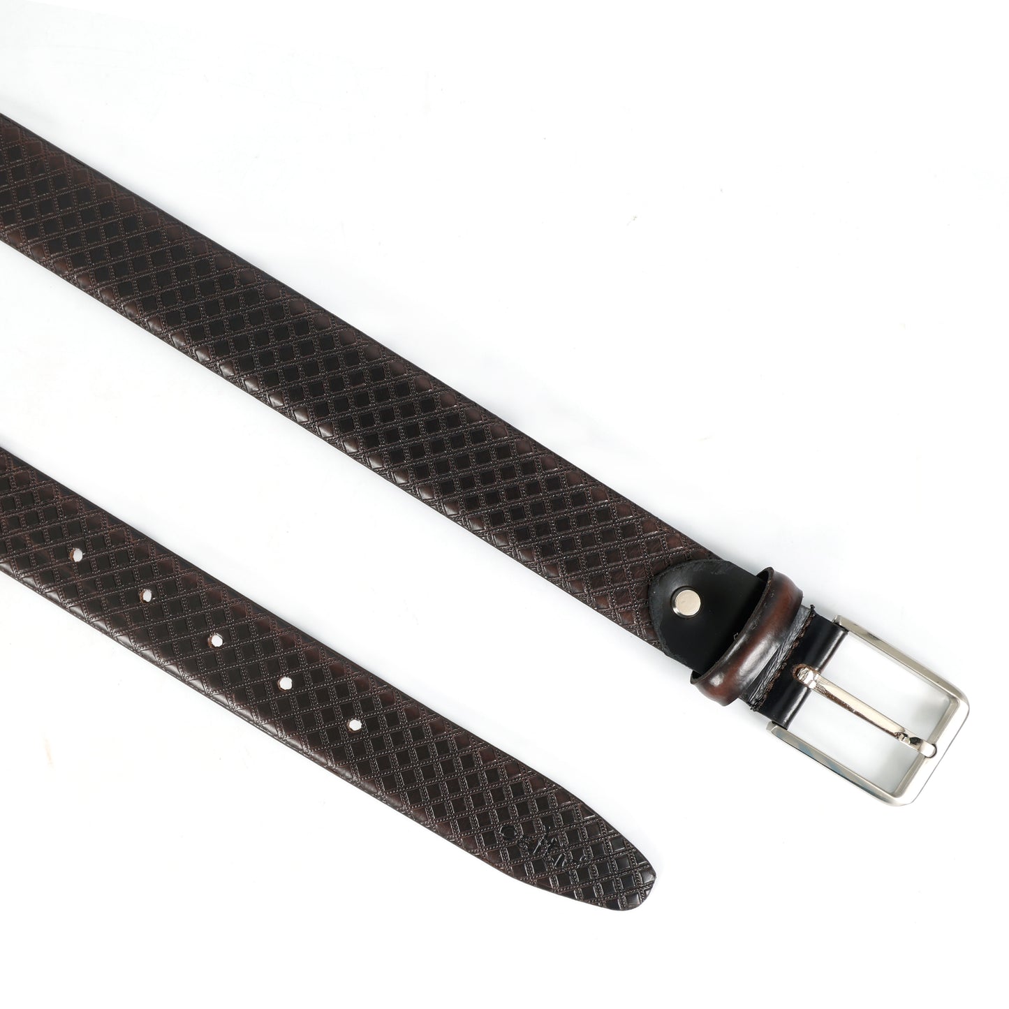Premium Textured Brown Leather Belt – Unisex with Classic Silver Buckle