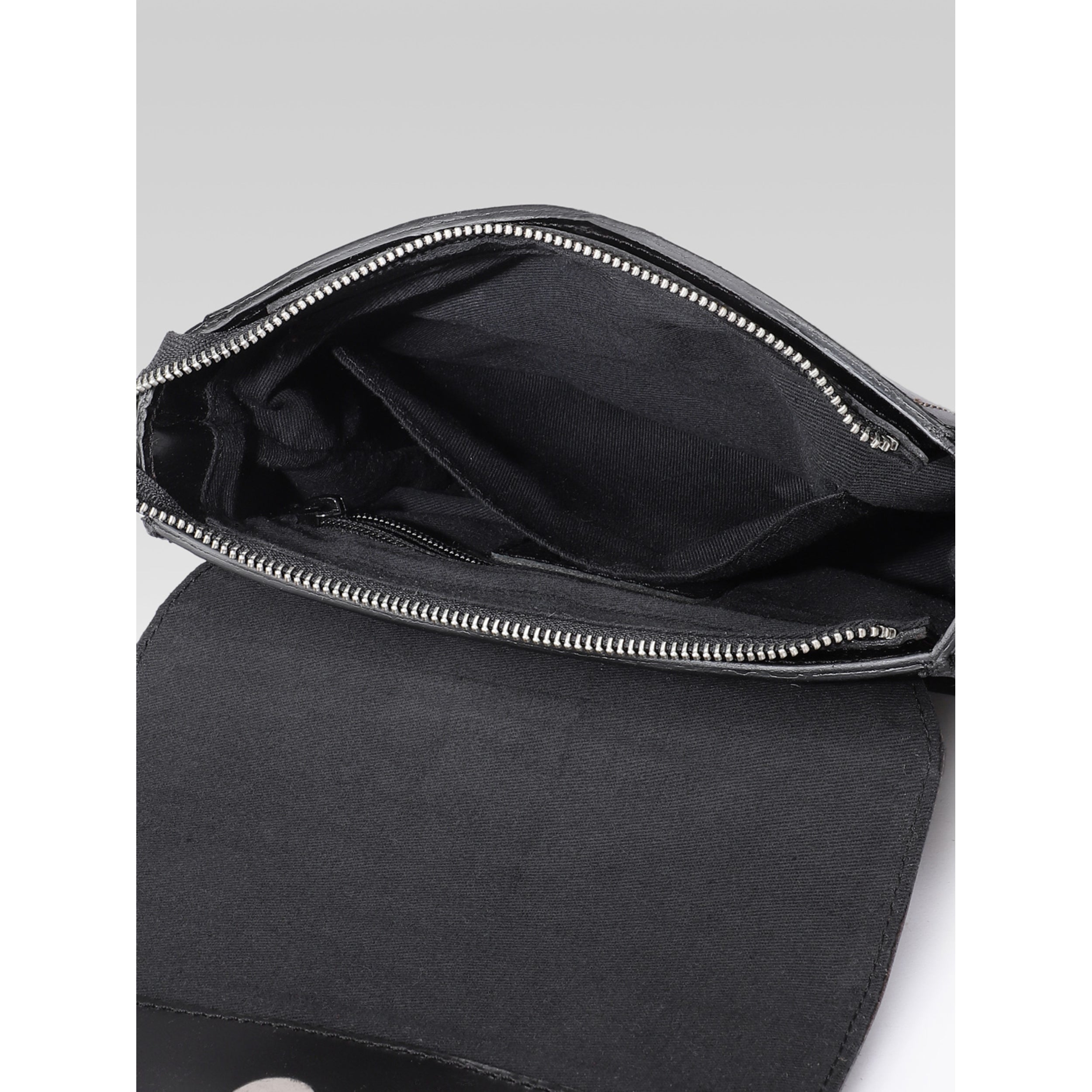 Premium Genuine Leather Crossbody Bag with Front Flap & White Stitch Detailing