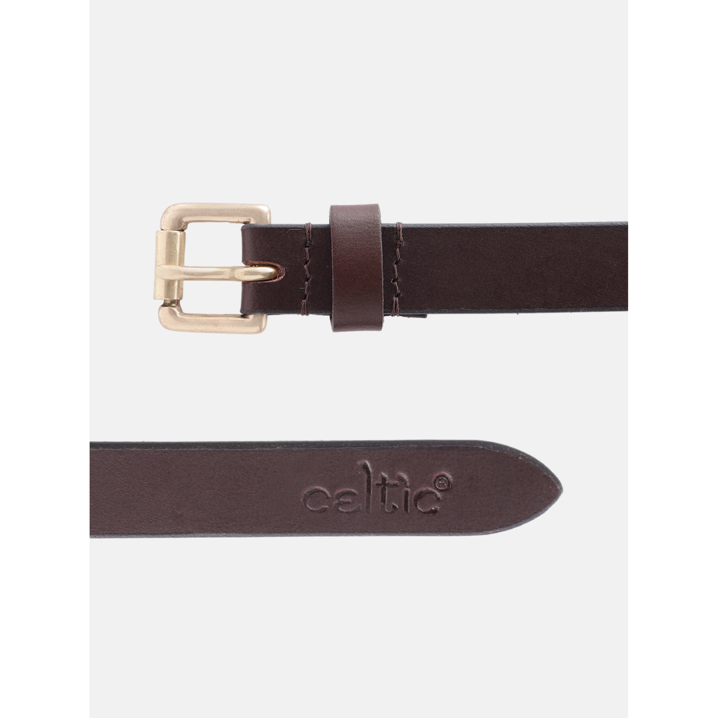 Women Genuine Leather Black Waist Accessory Brass Buckle Casual Formal
