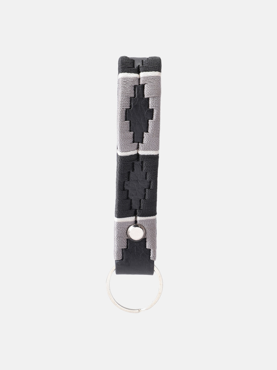 Unisex Handcrafted Black Leather Belt With Geometric Woven Strap And Antique Metal Buckle