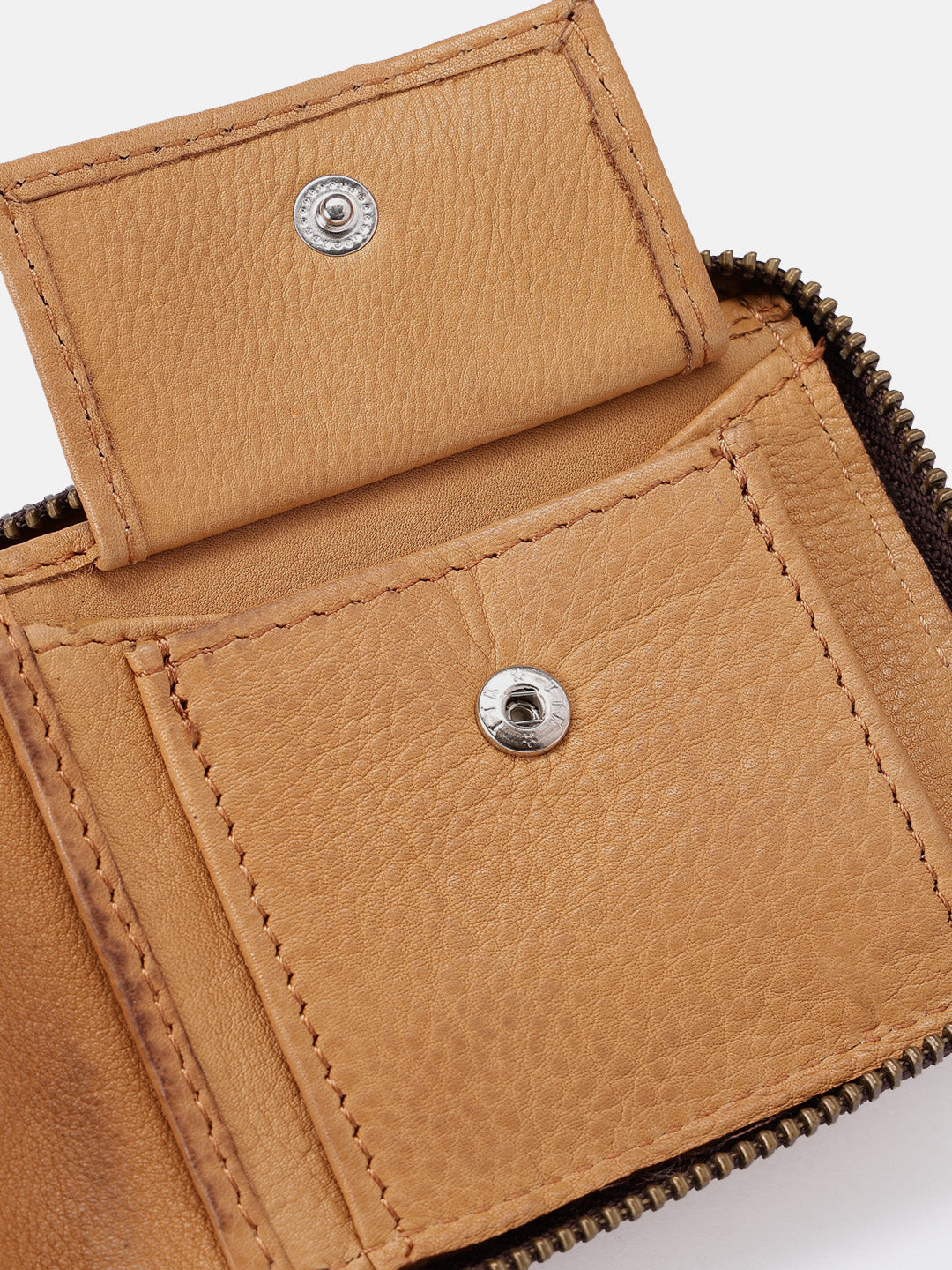Premium Genuine Leather Zip-Around Compact Wallet