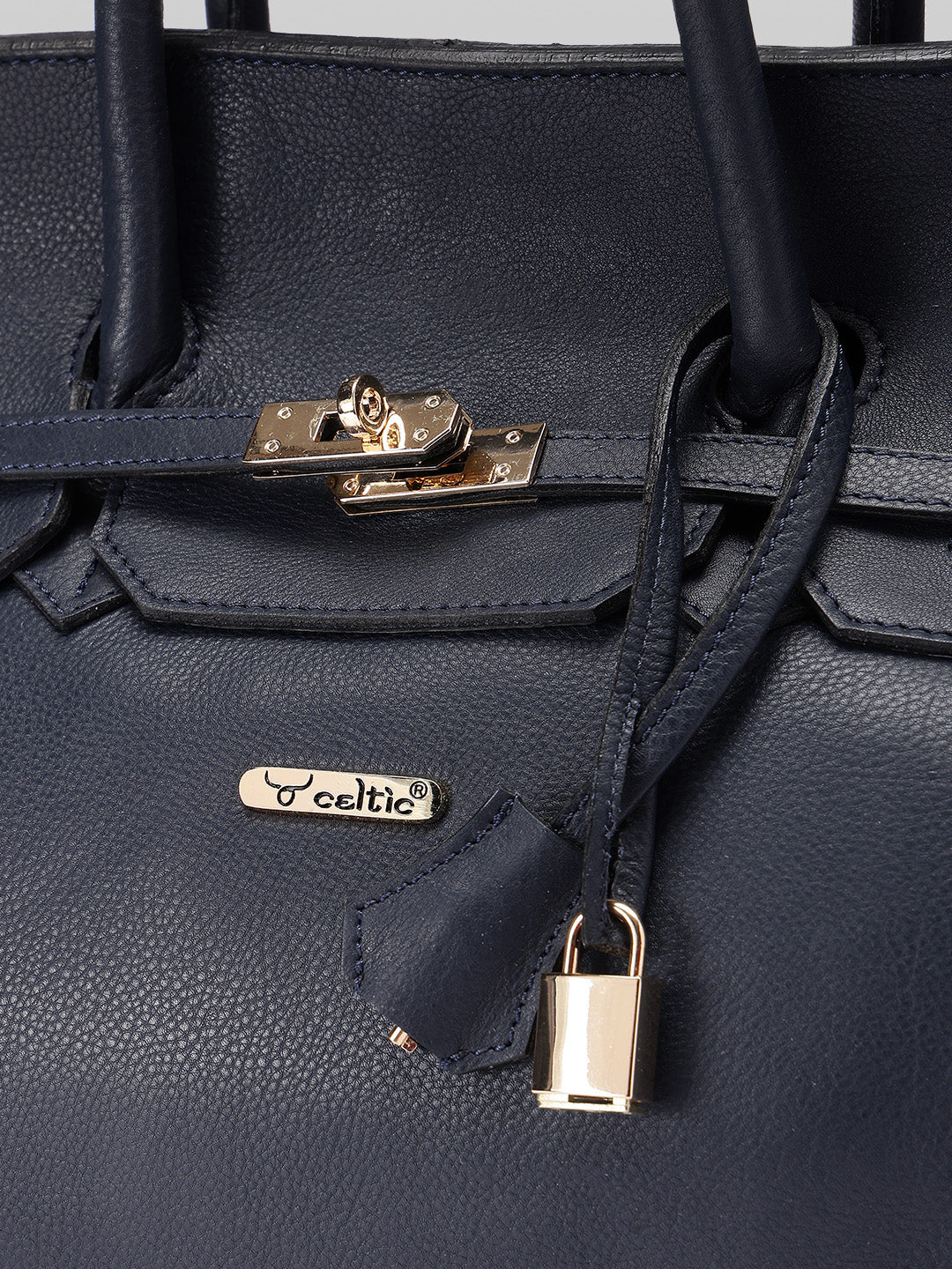 Premium Genuine Leather Tote Handbag with Turn-Lock Closure