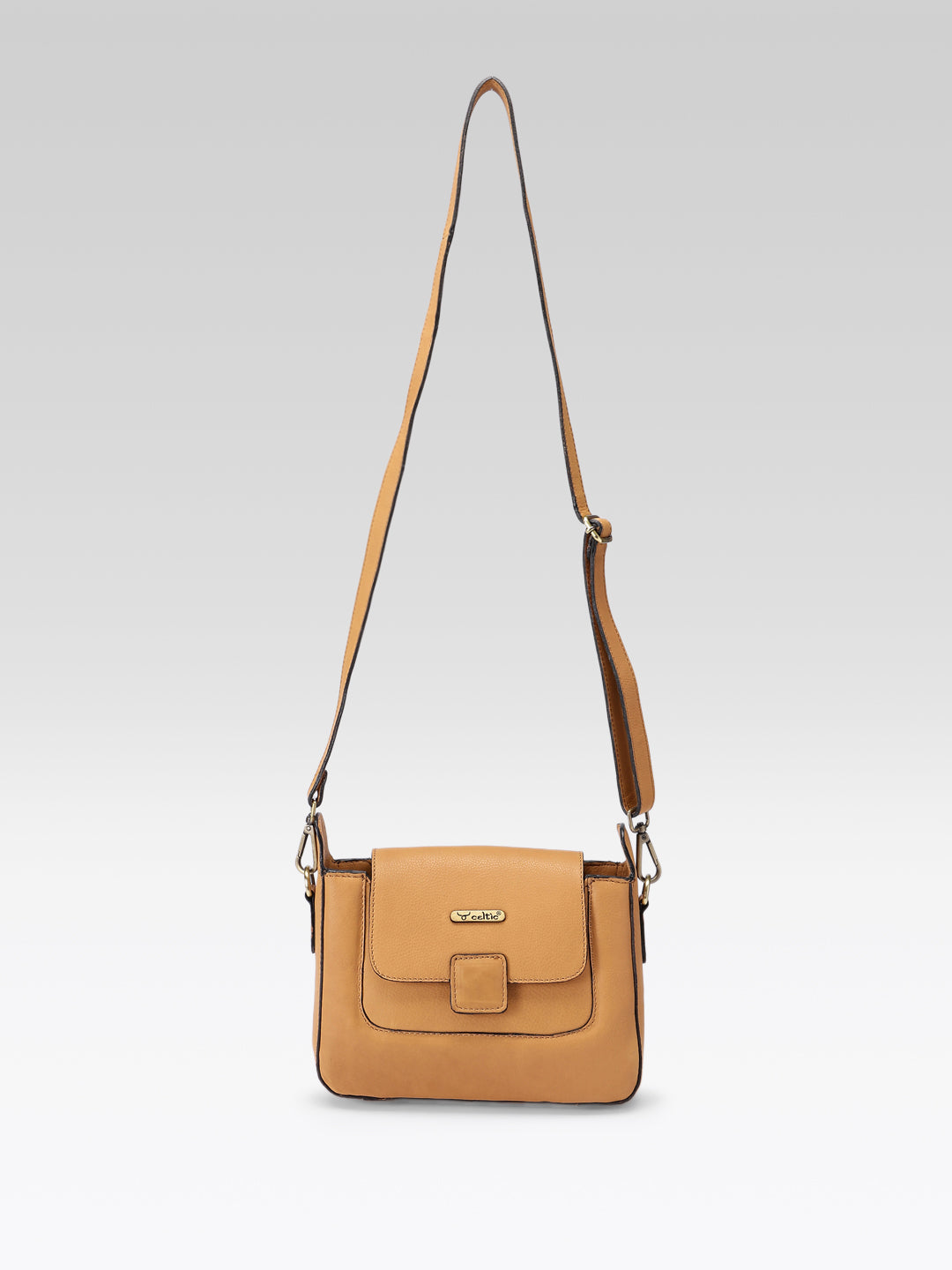 Premium Genuine Leather Flap Crossbody Sling Bag with Adjustable Strap
