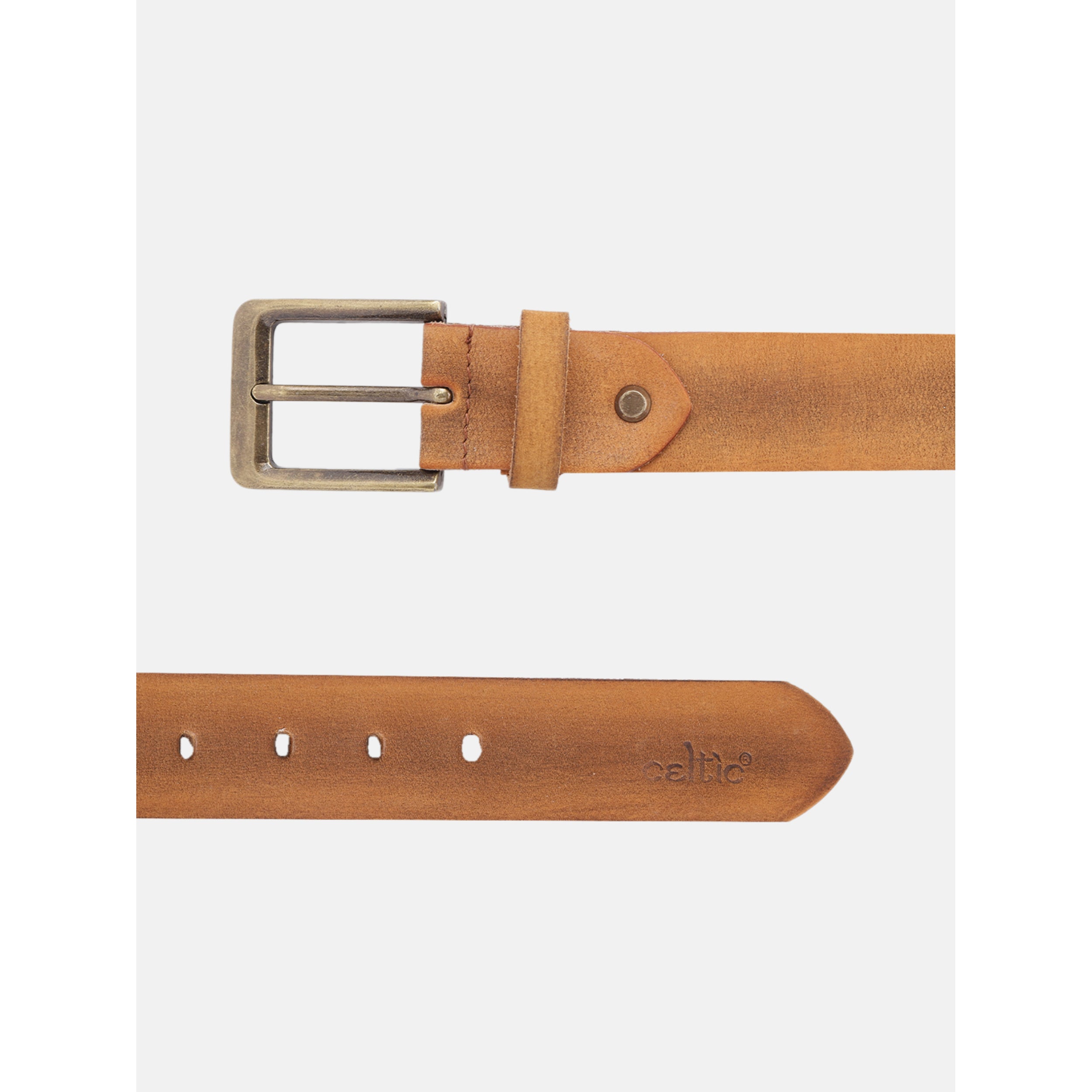 Premium Leather Tan Belt with Antique Buckle