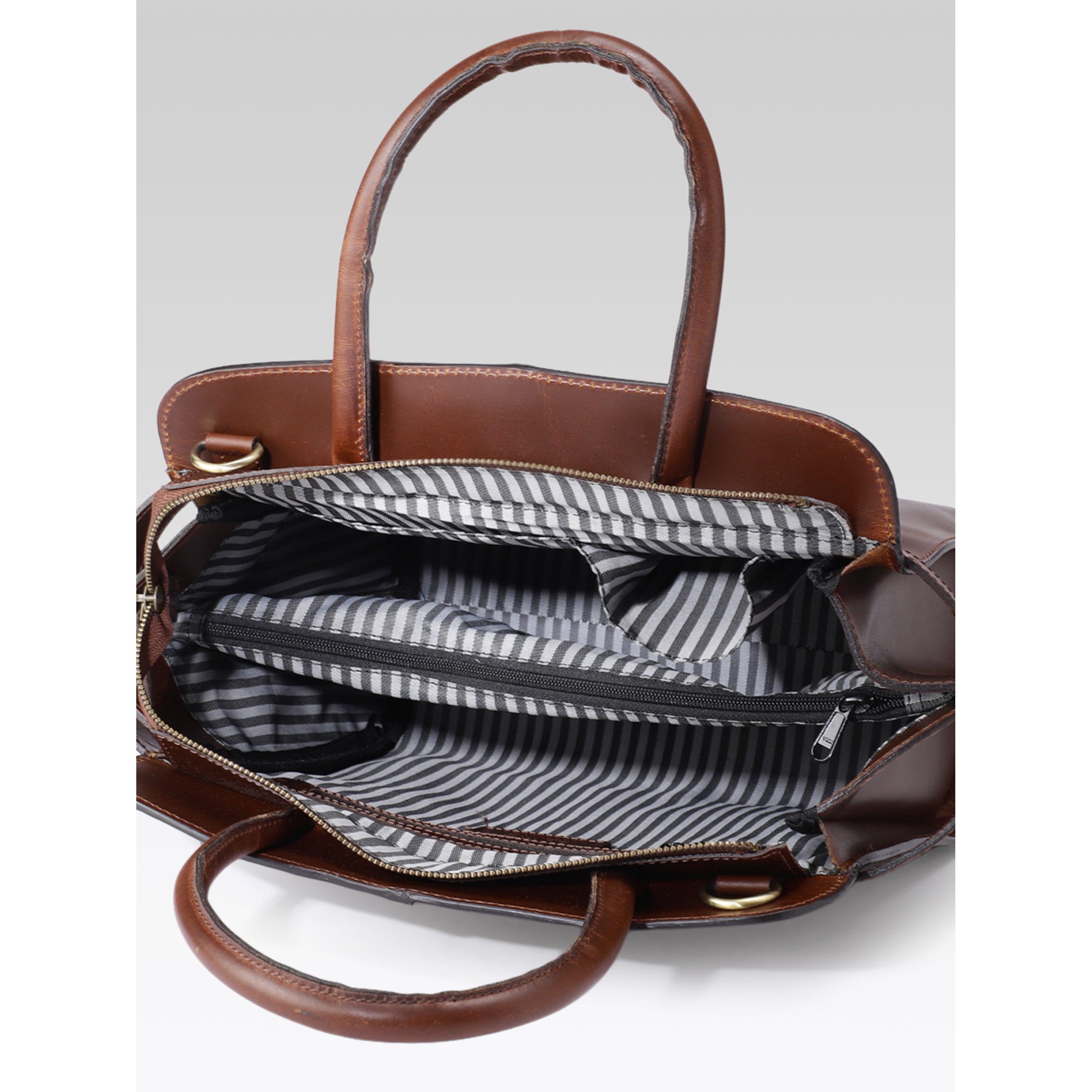 Premium Genuine Leather Satchel hand Bag with Embossed Front Panel