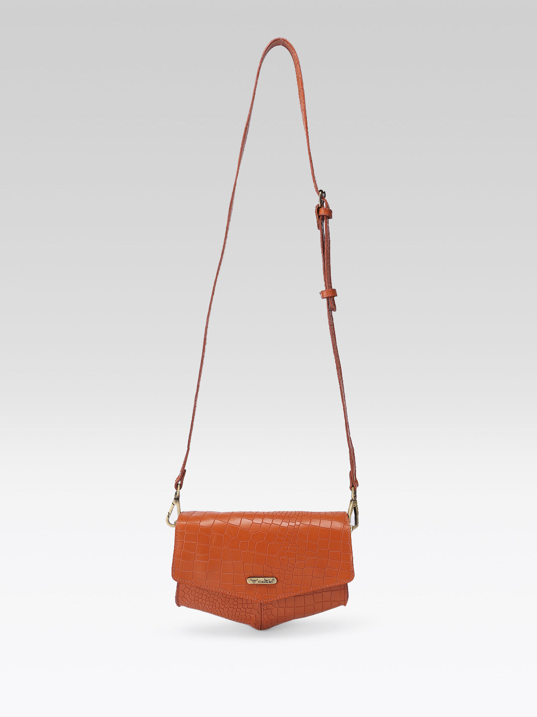 Premium Textured Leather Flap Sling Bag with Adjustable Strap & Inner Zip Pocket