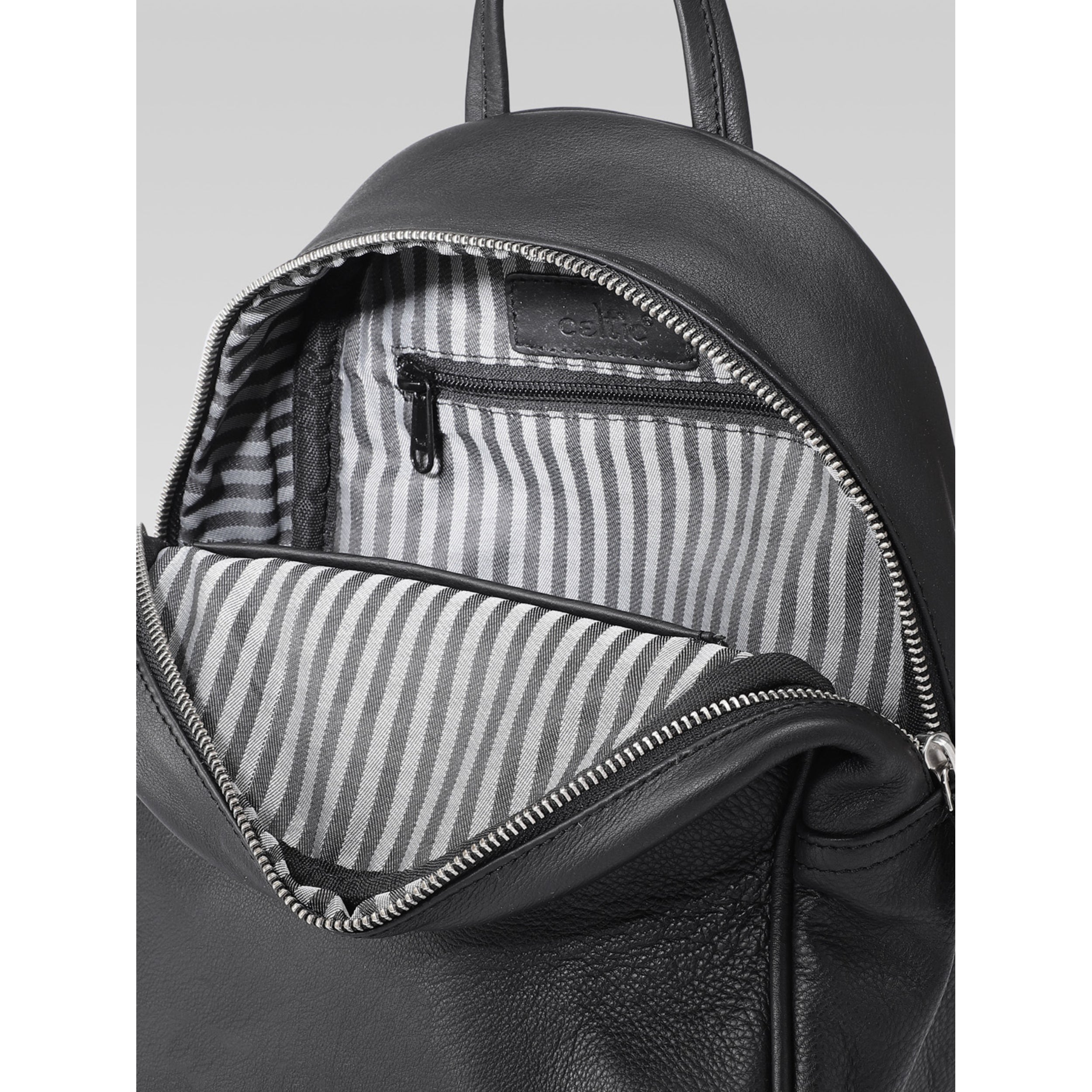 Premium Genuine Leather Backpack with Front Zip Pocket & Adjustable Shoulder Straps
