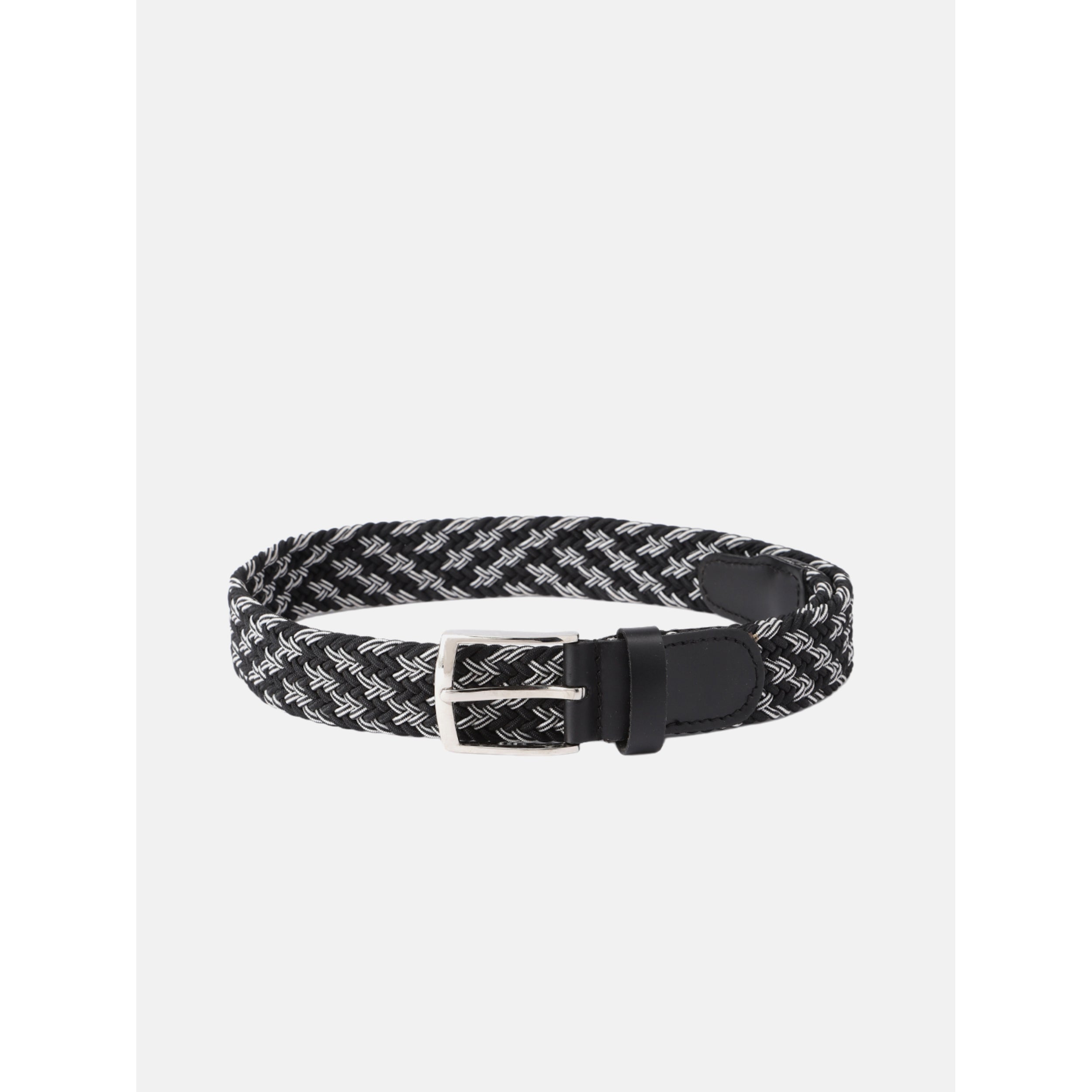 Handwoven Elastic Braided Belt With Leather Ends Adjustable Casual Wear Accessory