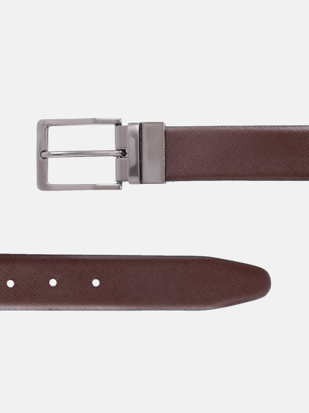 Unisex Reversible Leather Belt Dual-Tone Brown Black Rotating Buckle Casual Formal