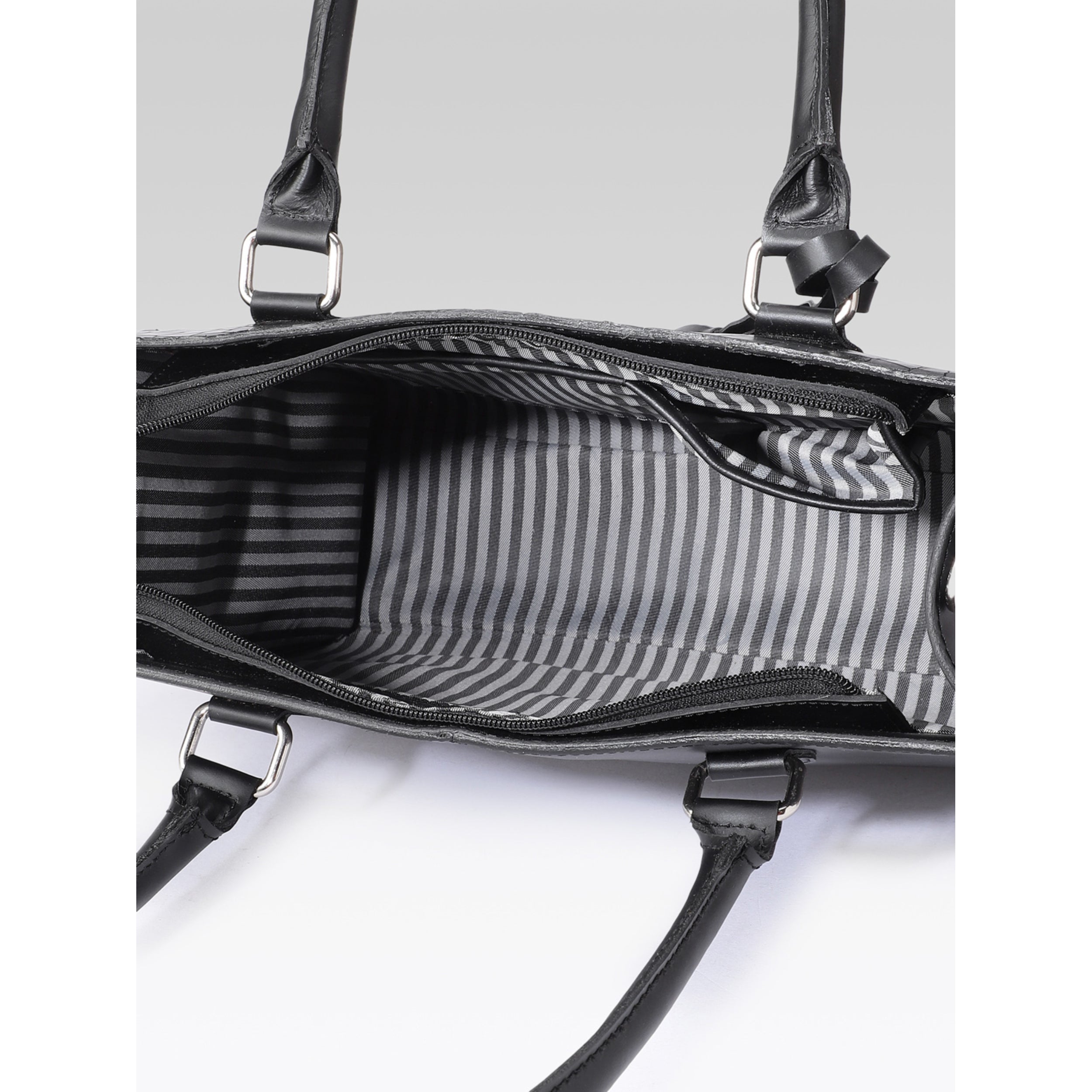 Premium Croc-Embossed Leather Tote with Dual Handles, Zip Closure & Detachable Strap