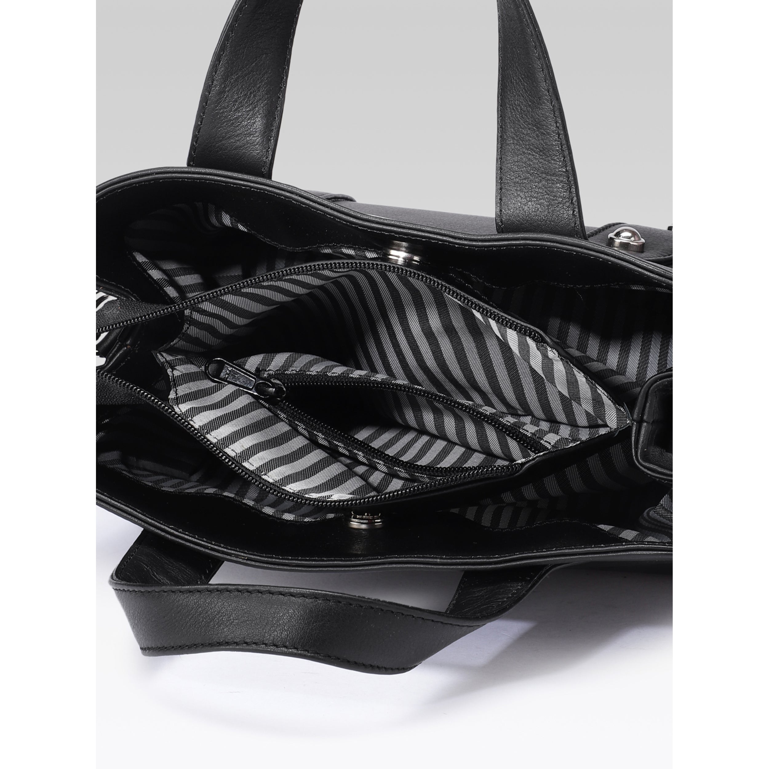 Premium Structured Leather Handbag with Dual Carry Handles, Adjustable Strap & Zip Pocket