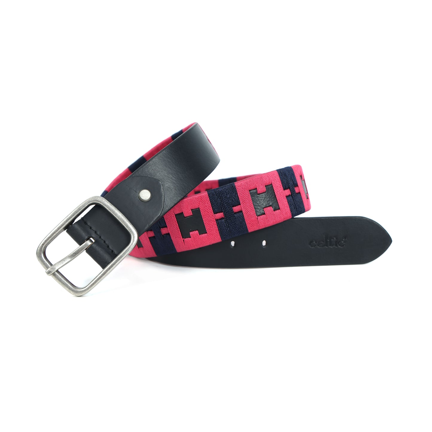 New Premium Leather Woven Fabric Belt with Matching Key Ring. LB-862