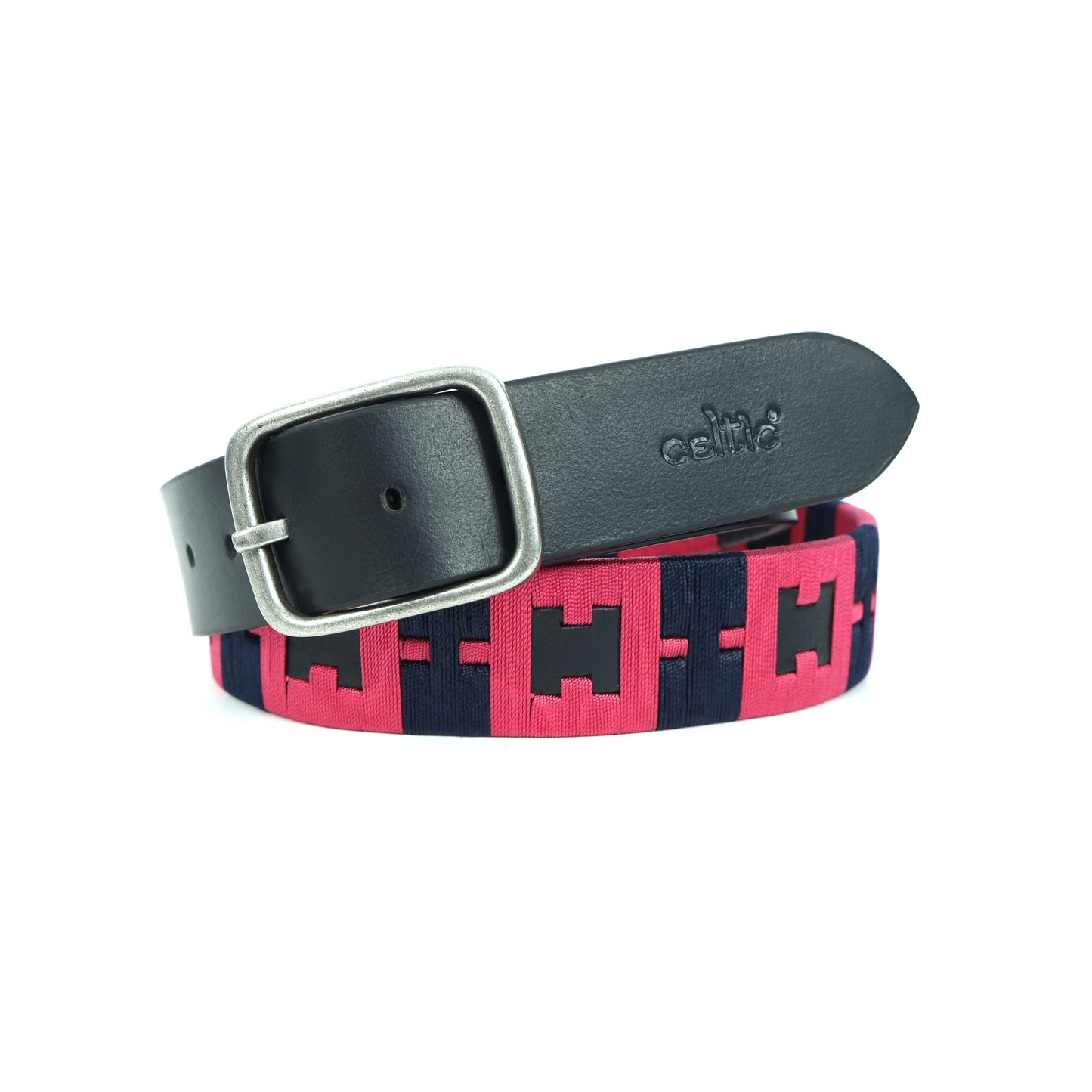 New Premium Leather Woven Fabric Belt with Matching Key Ring. LB-862