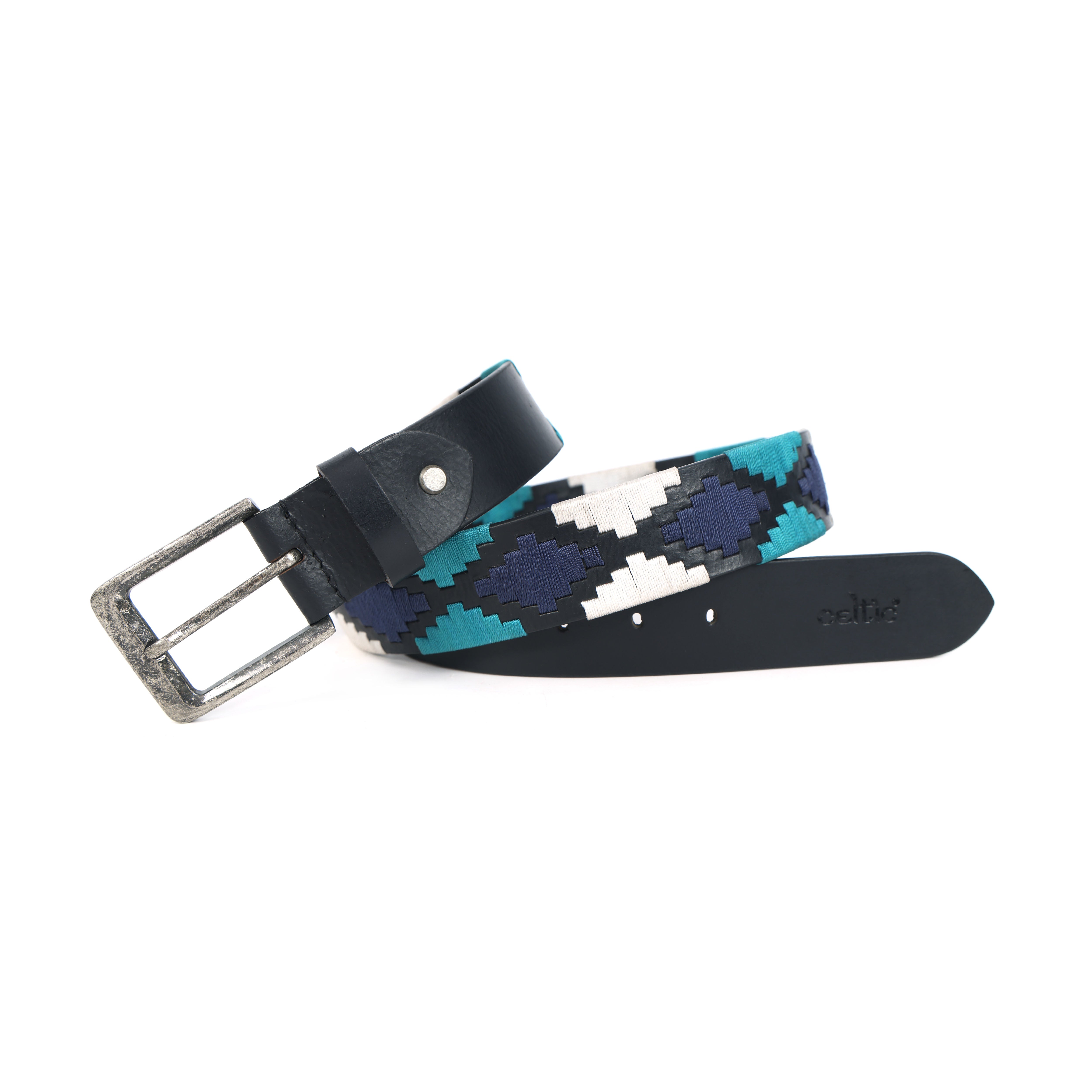 Premium Black Leather Belt with Multi-Color Stitching Durable & Stylish.LB-872