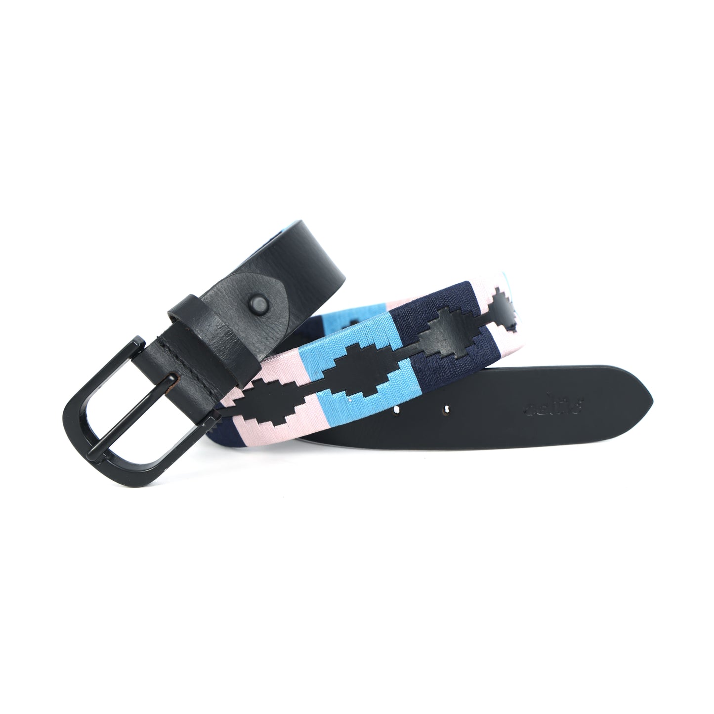 Premium Black Leather Black Buckle Belt with Multi-Color Stitching Stylish & Durable.LB-875