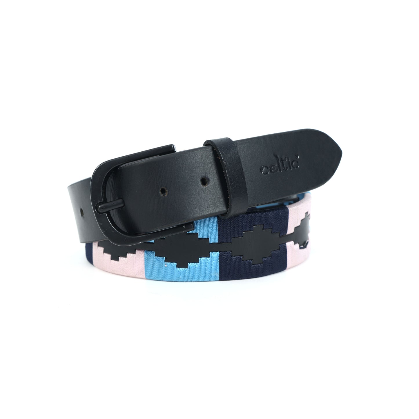Premium Black Leather Black Buckle Belt with Multi-Color Stitching Stylish & Durable.LB-875