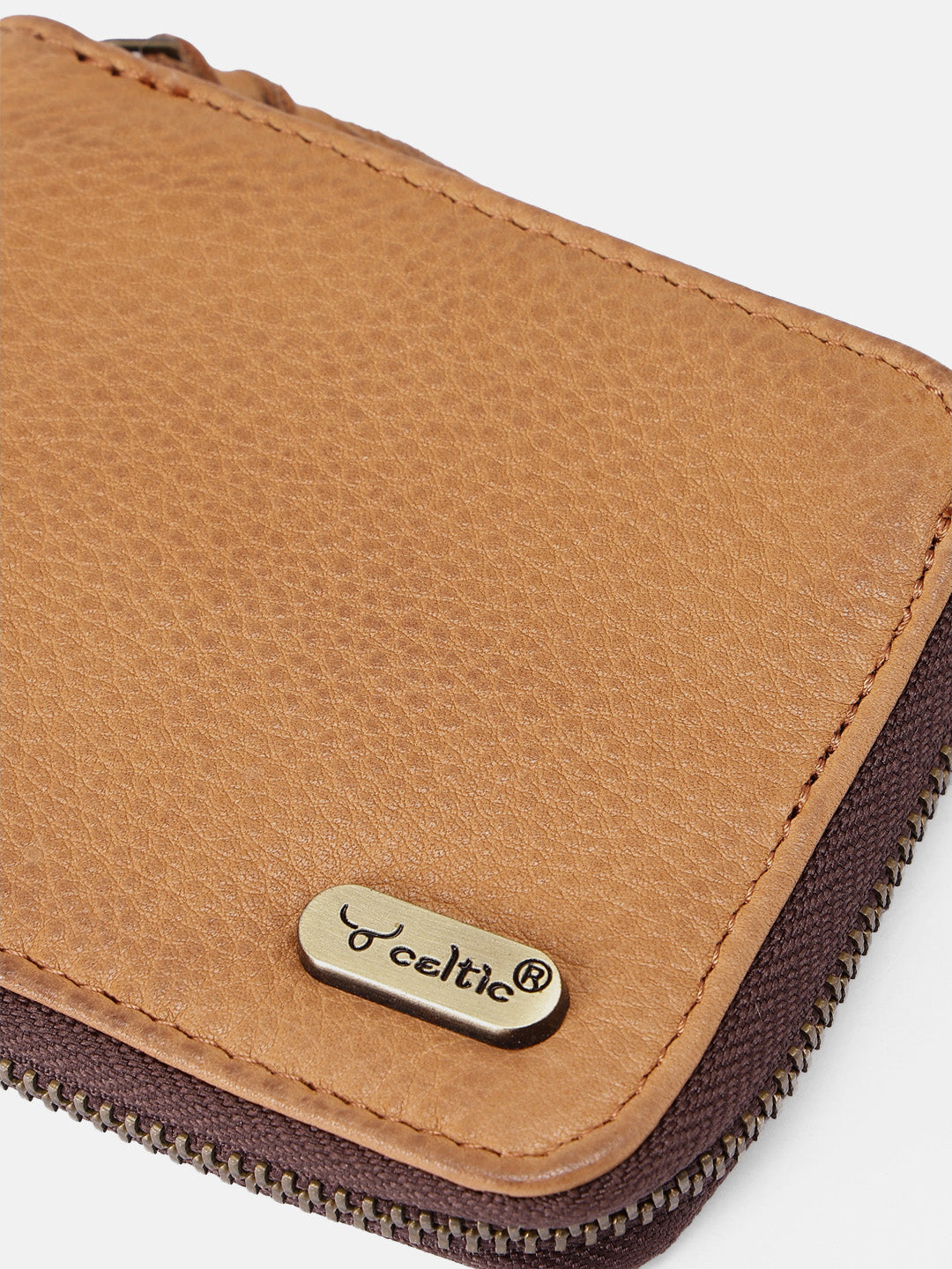 Premium Genuine Leather Zip-Around Compact Wallet