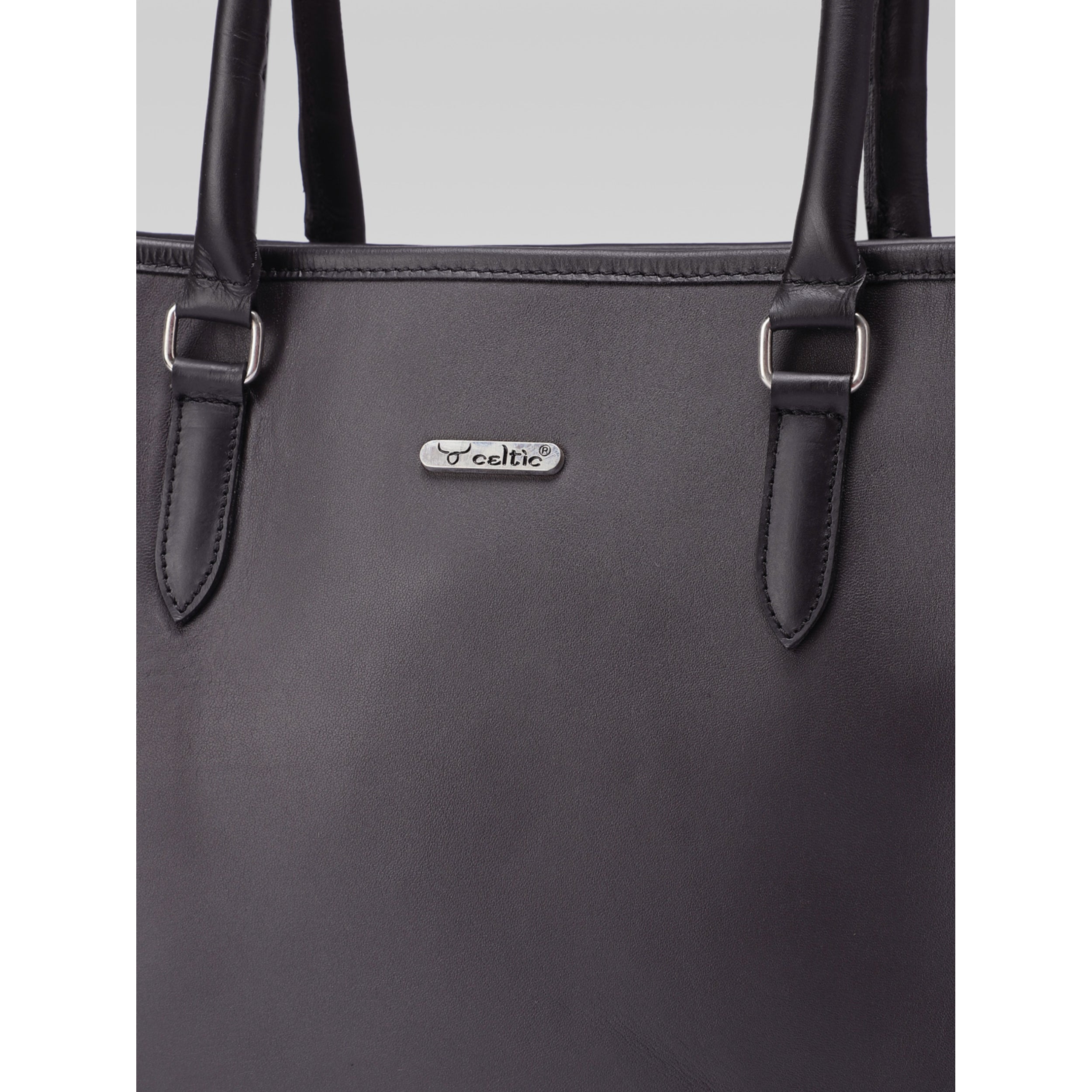 Premium Genuine Leather Work Tote Bag for Women with Zip Closure & Shoulder Strap