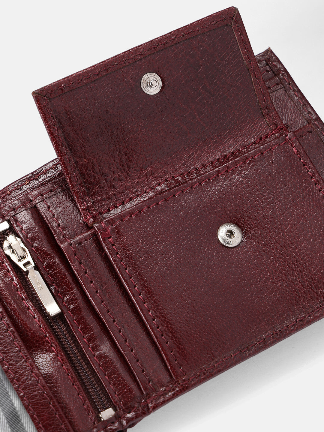 Premium Genuine Leather Bi-Fold Wallet with Zip Coin Pocket & Card Slots
