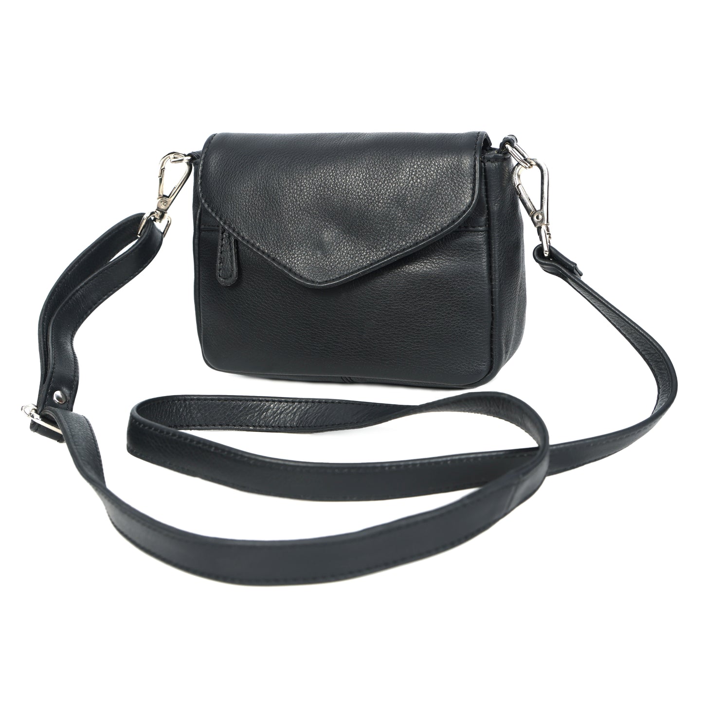 Black Leather Sling Bag with Detachable Strap Versatile Crossbody Bag.BG-1637