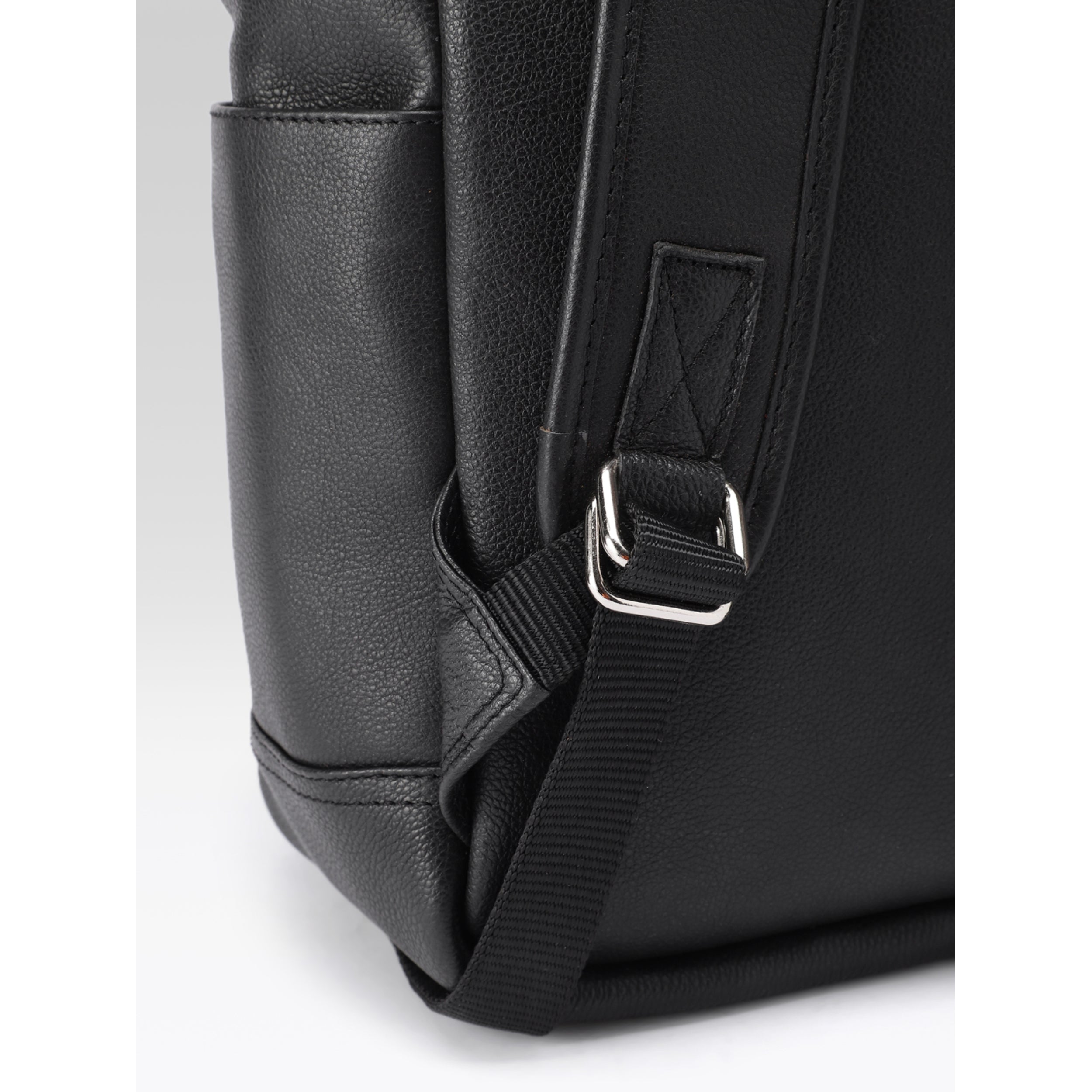 Premium Genuine Leather Laptop Backpack with Dual Buckle Design, Multiple Zip Pockets