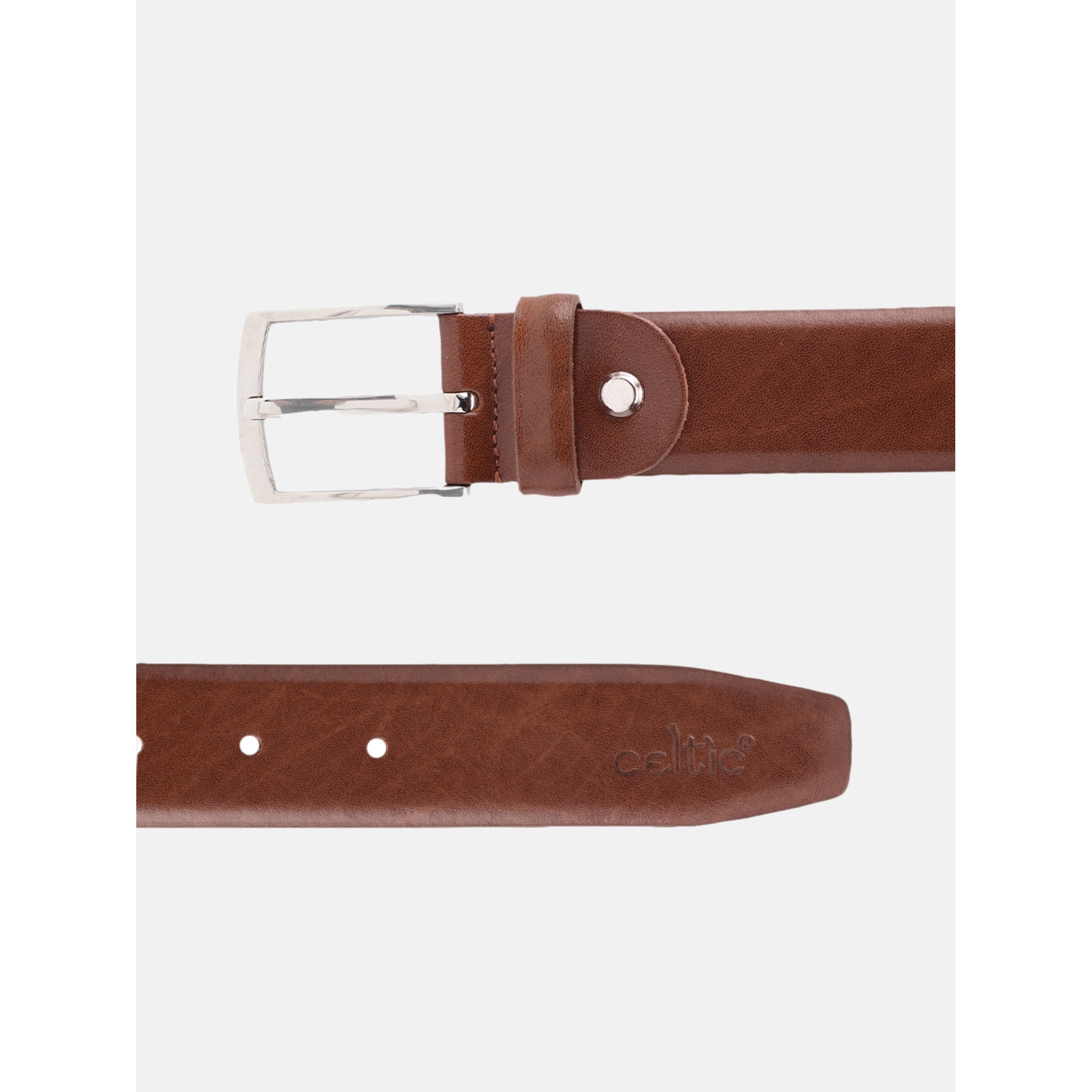 Unisex Genuine Leather Brown Waist Accessory Durable Metal Buckle Formal Casual Wear