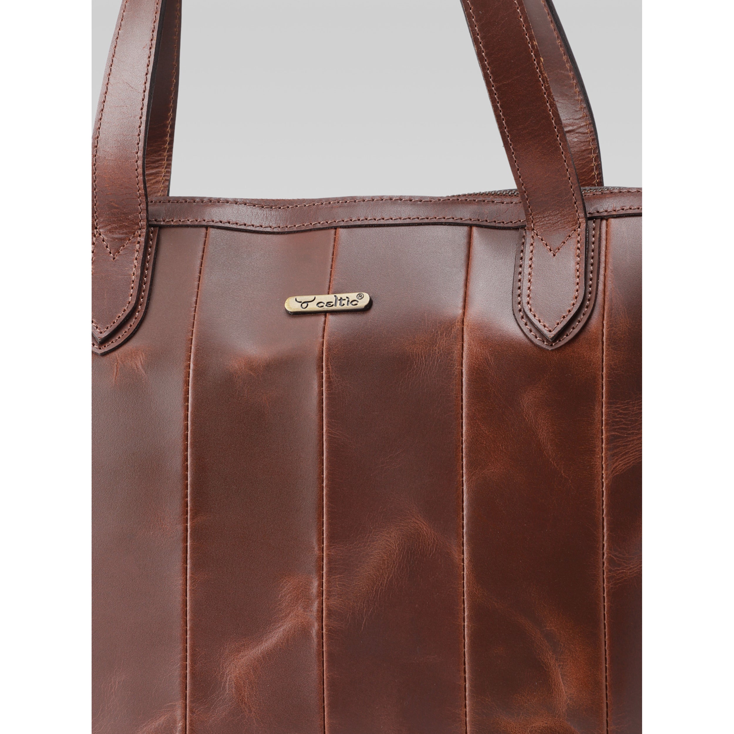 Premium Genuine Leather Tote Bag for Women | Inner Zip Pocket