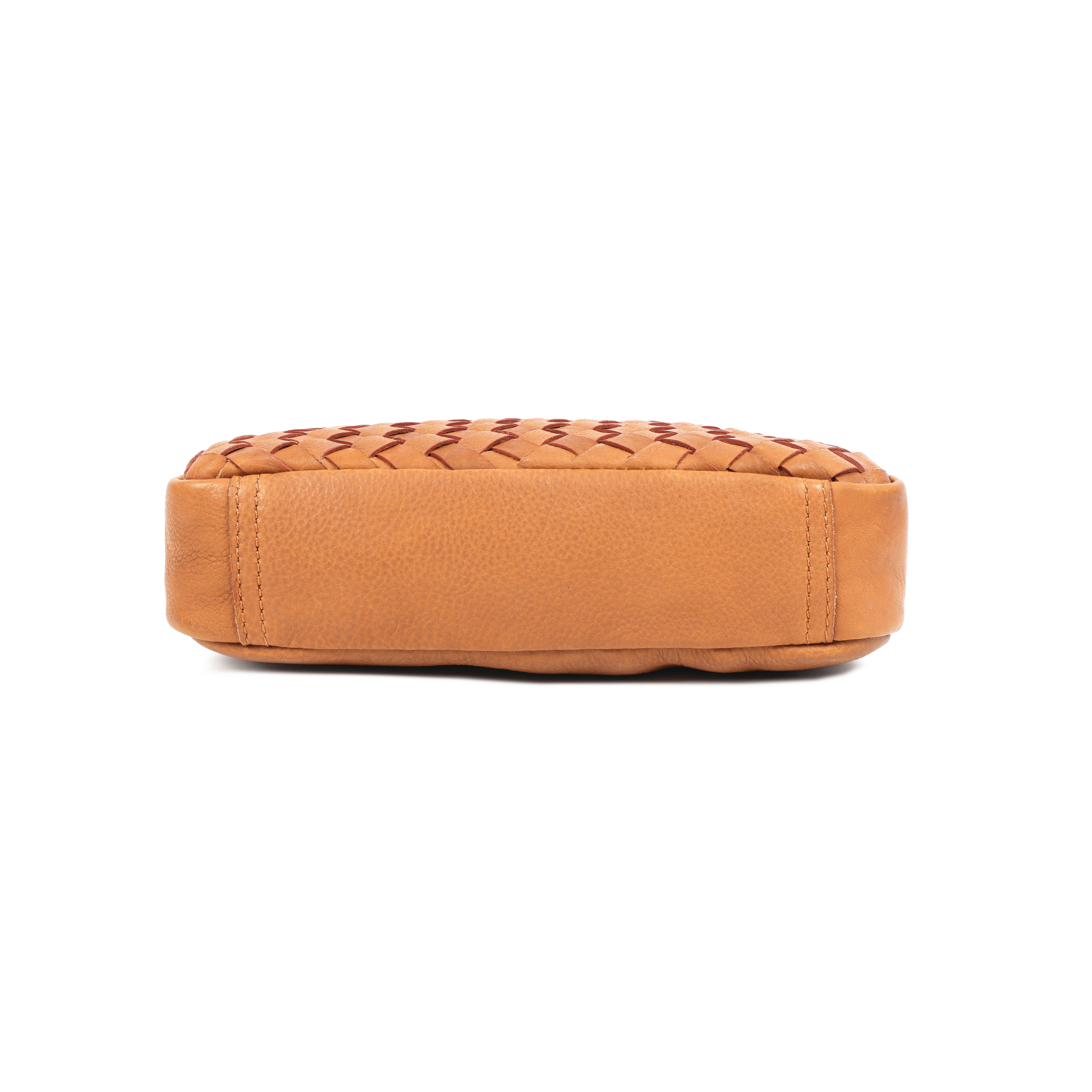 Premium Handwoven Leather Crossbody Bag with Adjustable Strap & Zip Compartments