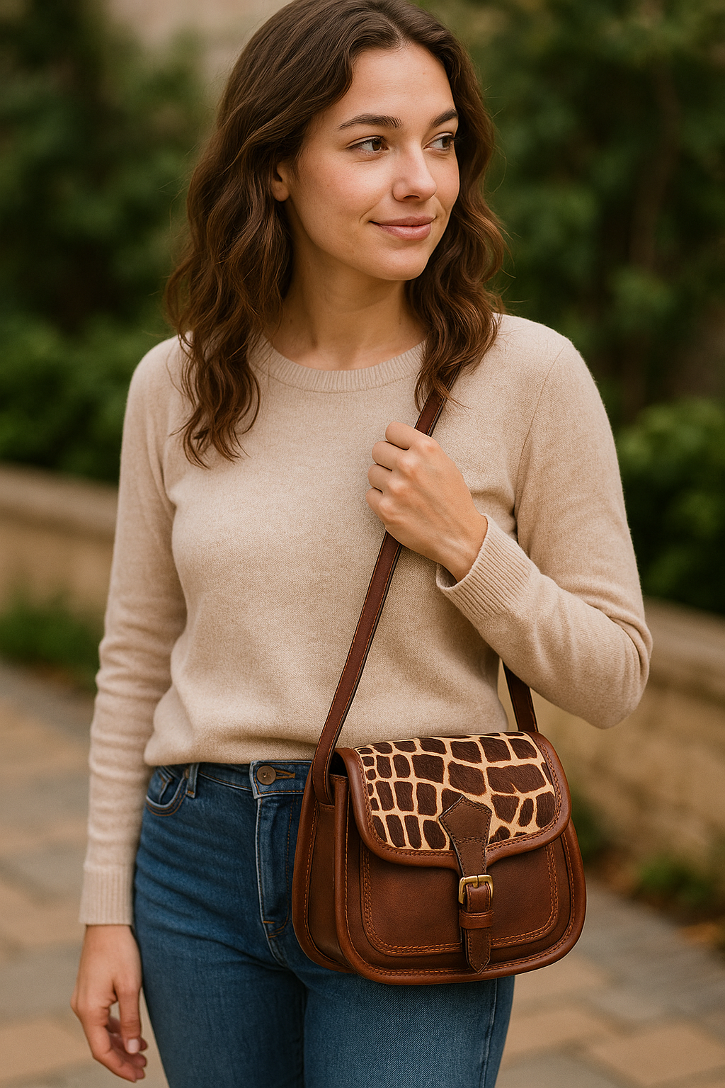 Elevate Your Style with our Printed Hair on Leather Sling Bag. Art: BG-1453