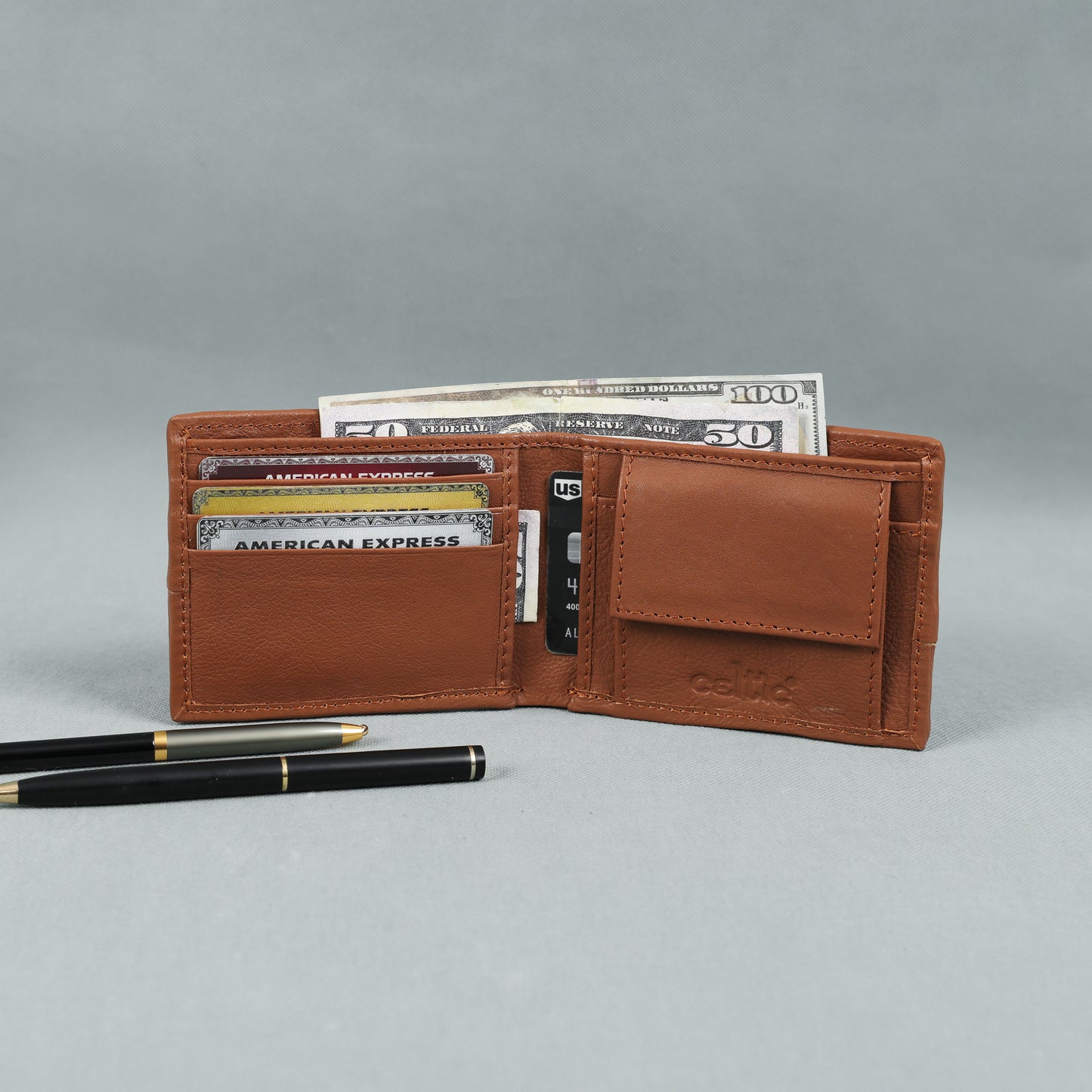 Black Braided Leather Wallet, Art:- LA-1409