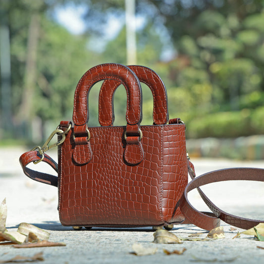 Stylish Leather Croco Print Sling Bag  Chic & Versatile. BG-1621