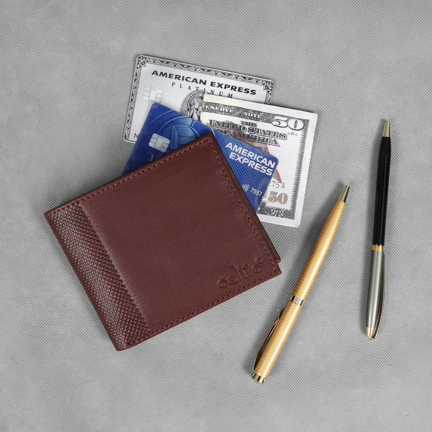 Men’s Tan Bi-Fold Leather Wallet – Slim & Lightweight ART:- LA-1430