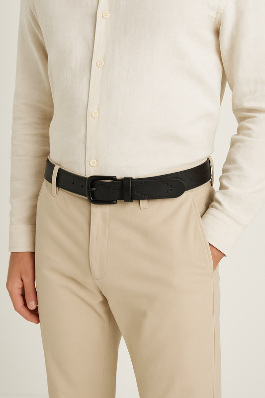 Celtic Premium New Designer Polo Black Milled Leather Belt. LB-860