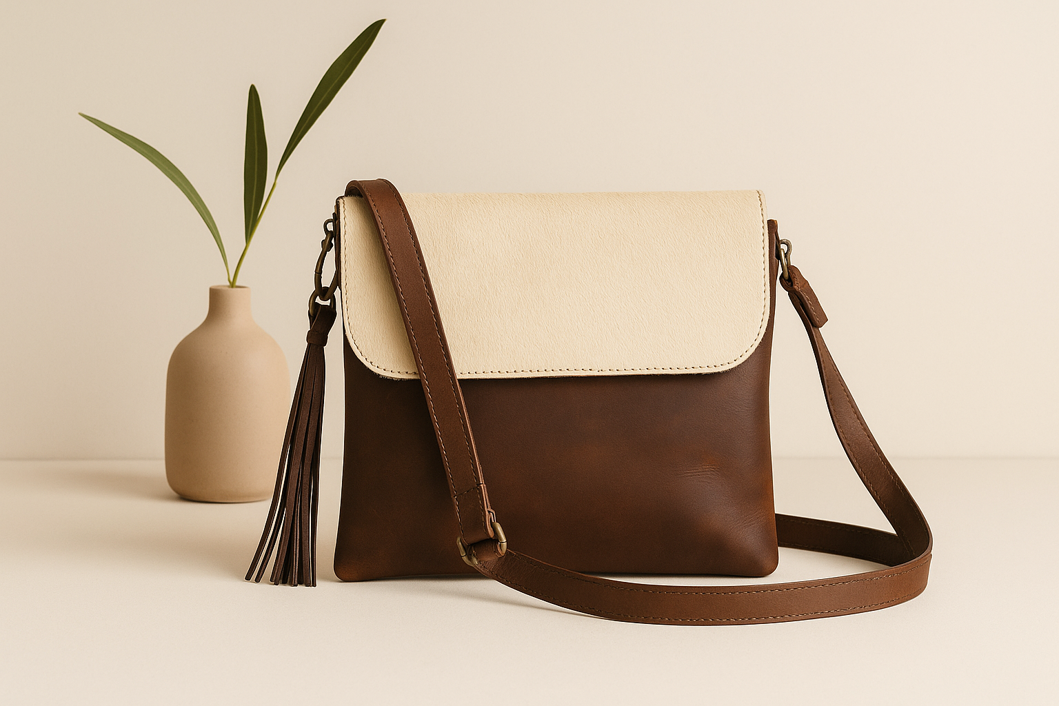 Celtic White And Tabaco Color Sling Bag