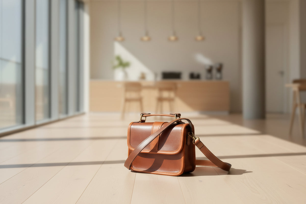 Celtic brown color pure leather sling bag with glorious design for women and girls Party wear, Art: BG-1155