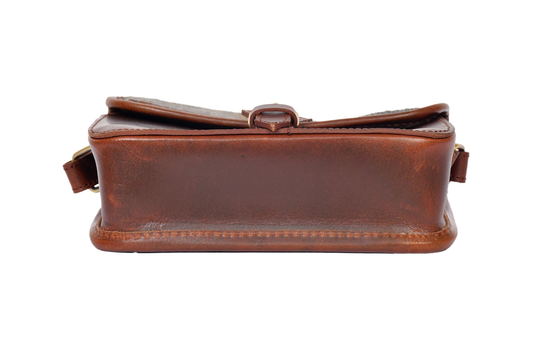 Women Leather Sling Bag with Grey Hair-on Flap Brown Crossbody Shoulder Bag