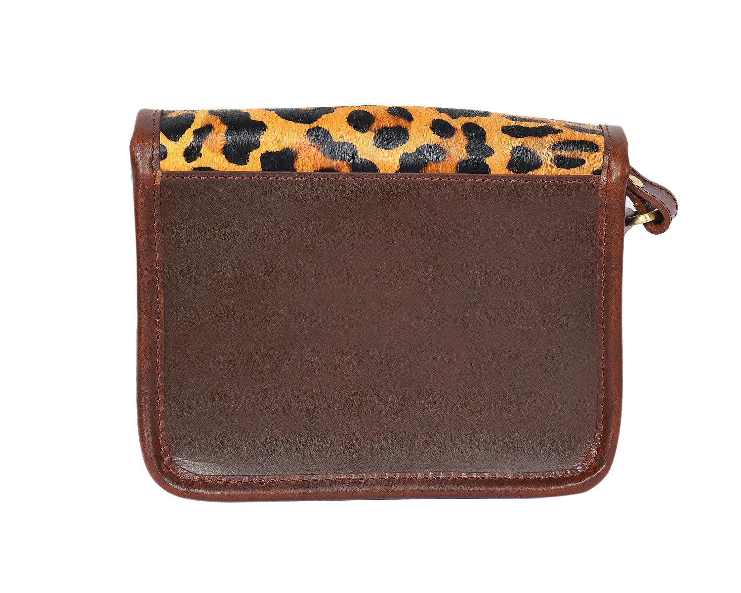 Premium Leather Crossbody Bag with Leopard Print Hairon Flap