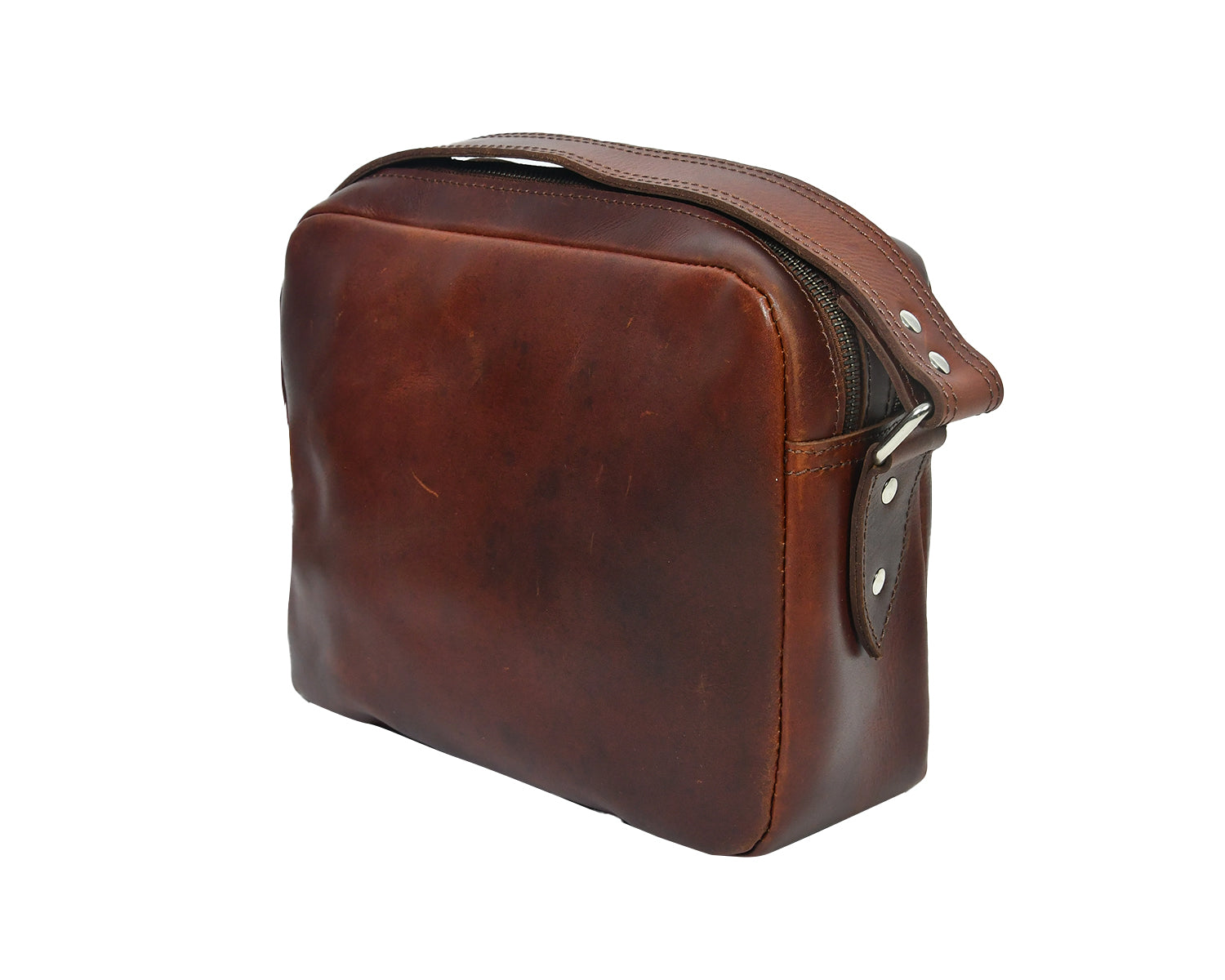 Premium genuine Leather Unisex Crossbody Bag with Dual Zipper Compartments