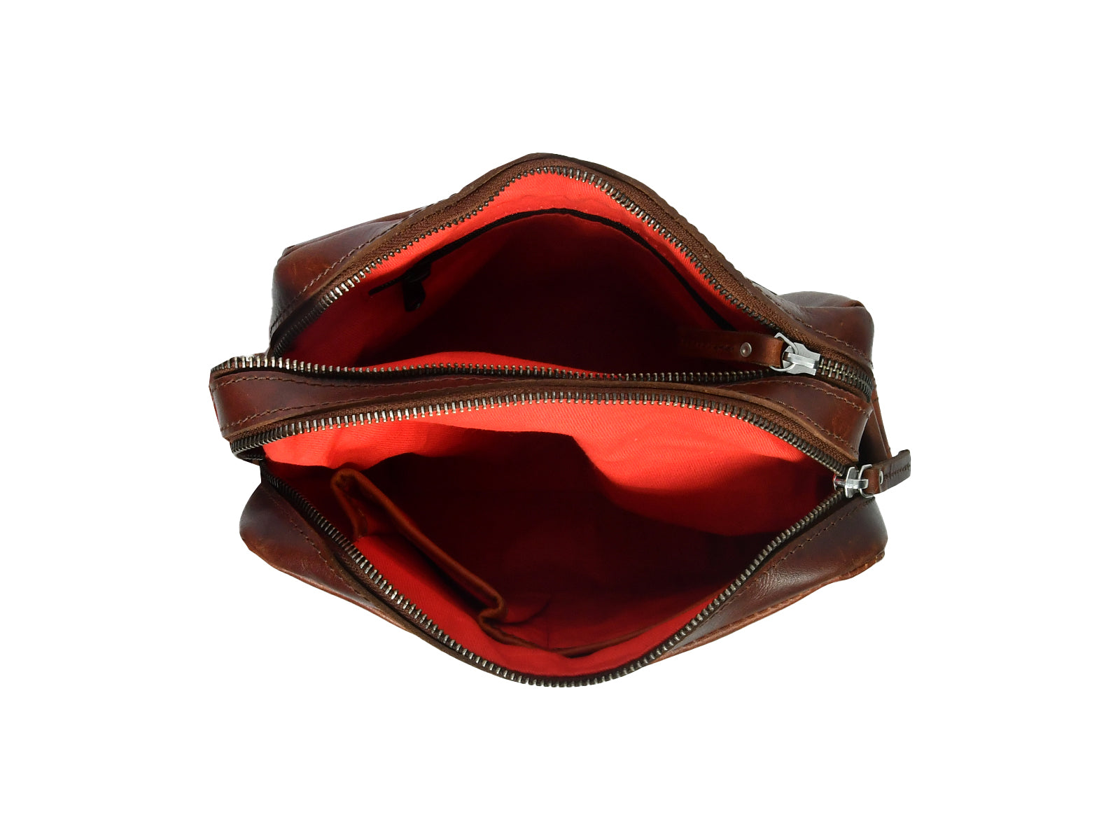 Premium genuine Leather Unisex Crossbody Bag with Dual Zipper Compartments