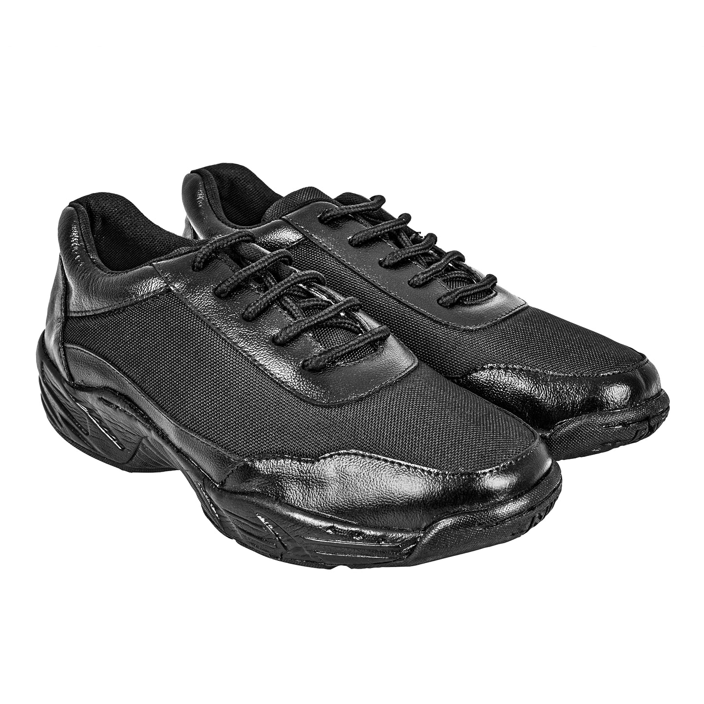 Mens Black Leather Lace-Up Casual Shoes Low Ankle