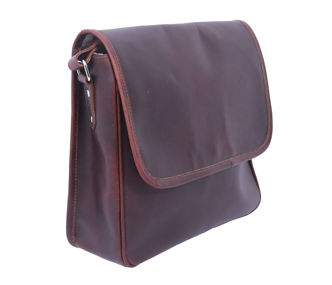 Classic Full-Grain Leather Crossbody Bag with Flap Closure for Everyday Carry