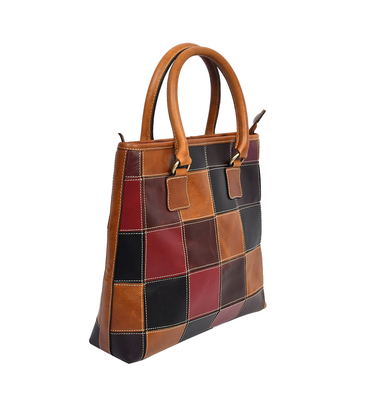 Premium Patchwork Leather Tote Bag for Women Multi-Tone Handcrafted Carryall
