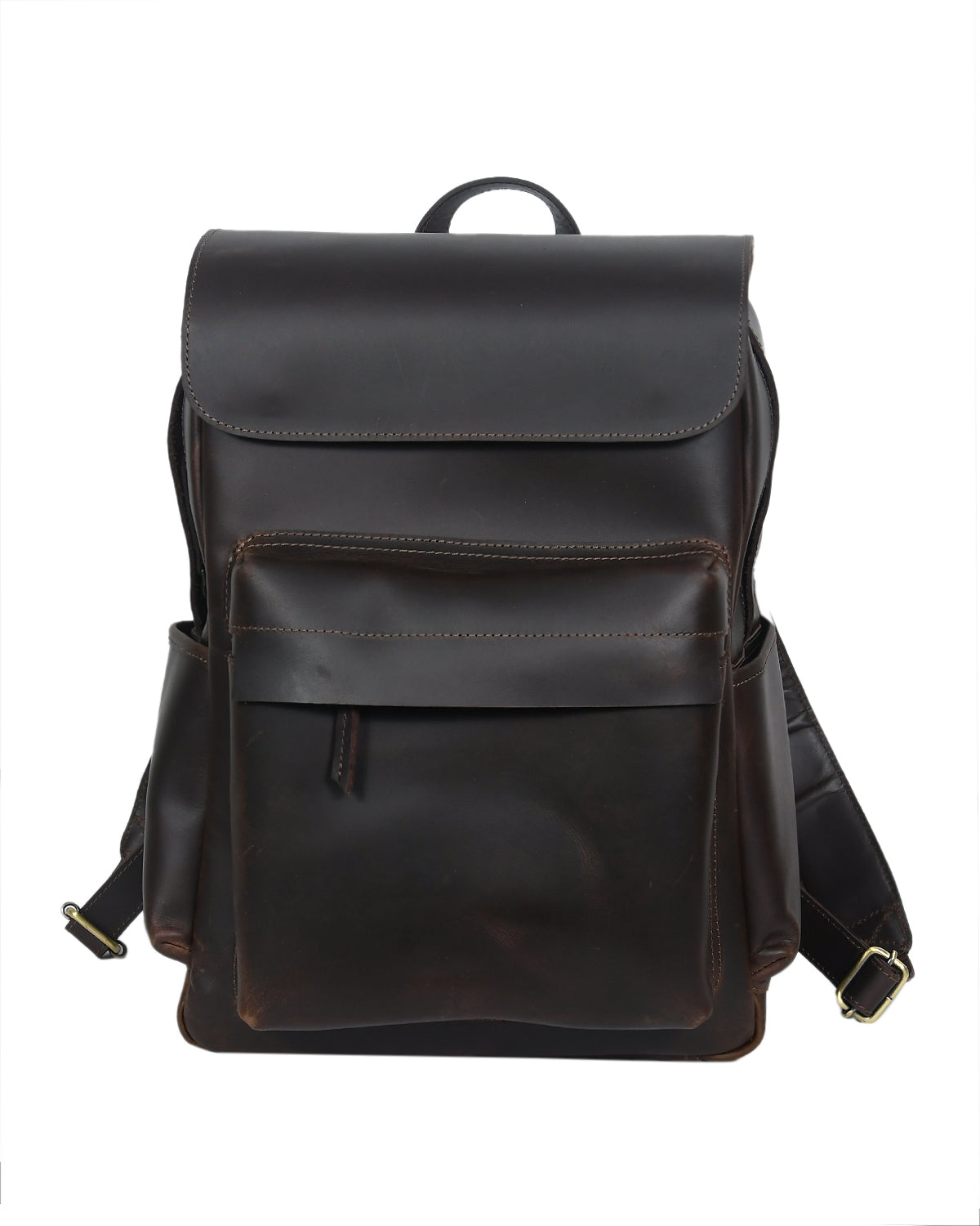 Premium Genuine Leather Backpack with Structured Body and Spacious Main Compartment