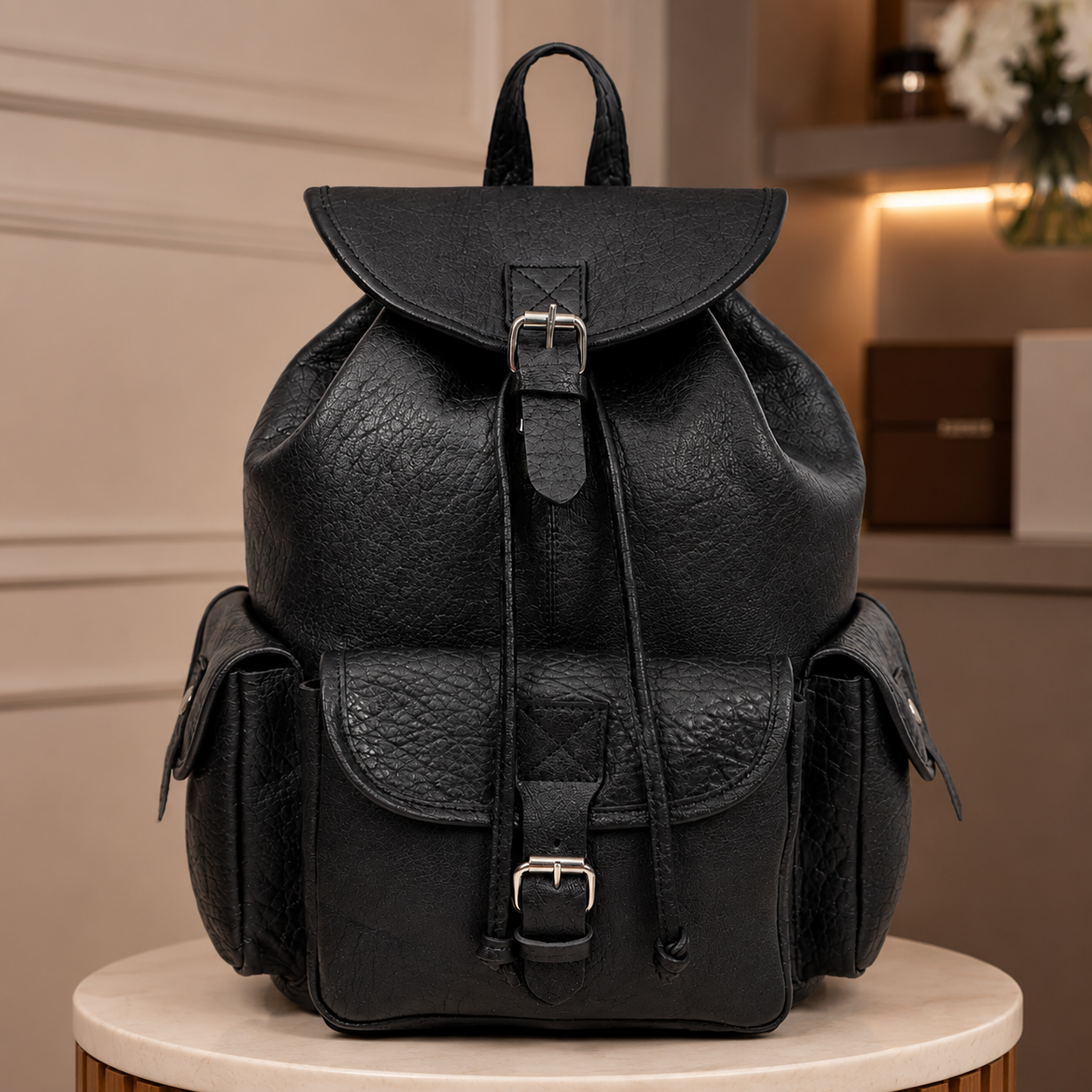 Premium Genuine Black Leather Backpack: Timeless Style and Versatility
