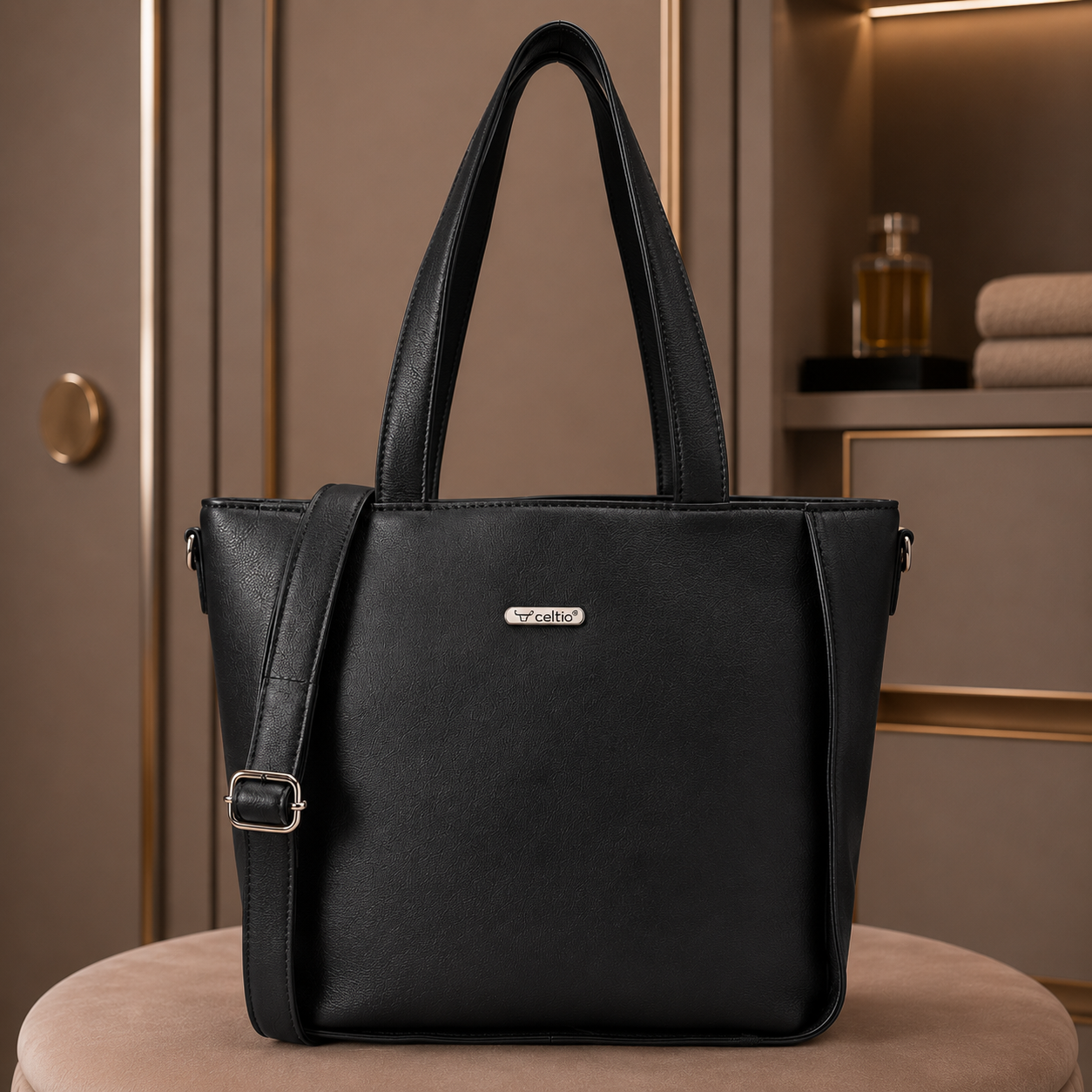 Premium Genuine Leather Shoulder Tote Bag for Women with Long Strap