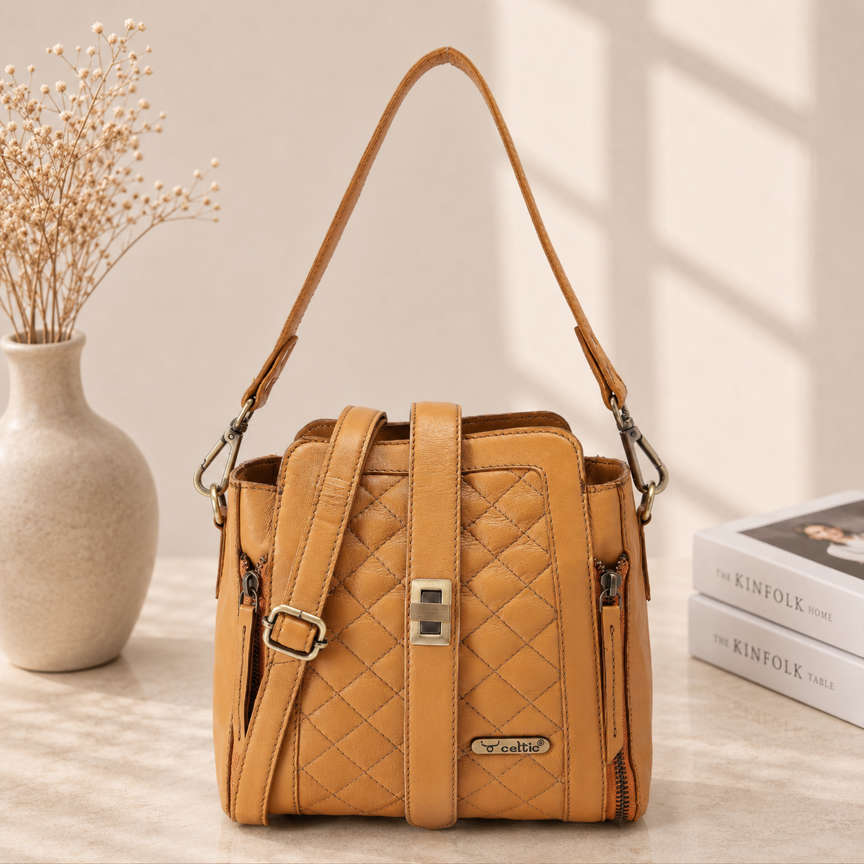 Premium Quilted Leather Shoulder Bag – Stylish Everyday Crossbody Handbag