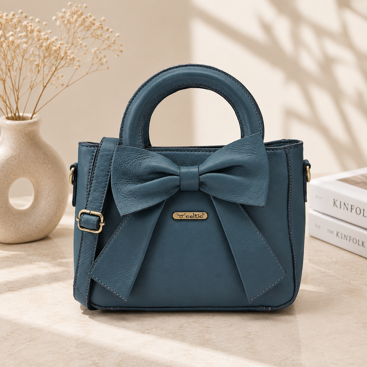 Premium Leather Hand & Shoulder Bag for Women with Bow Detail