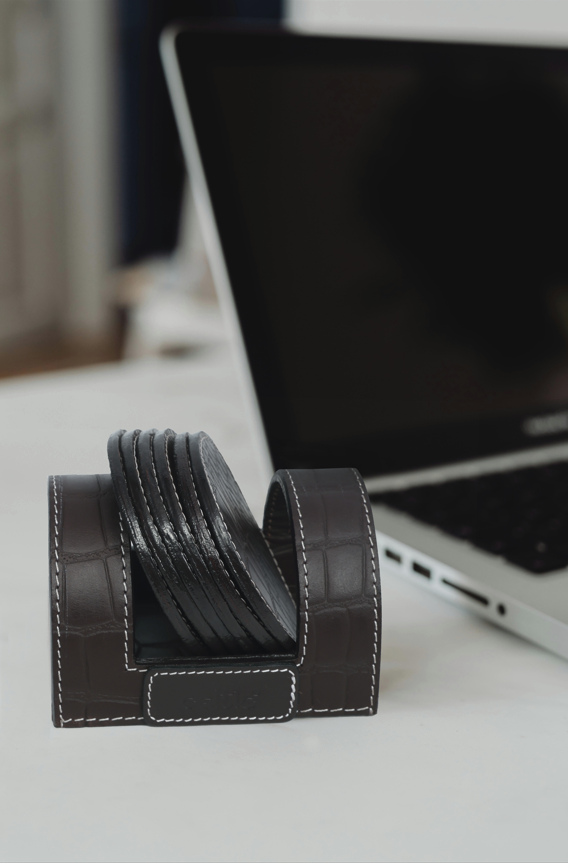 Elegant Leather Coasters for Office Use Stylish & Durable Desk Accessory Art: LC-03