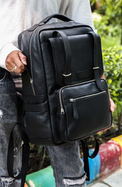 Elegant Soft Black Leather Backpack Stylish, Versatile, and Organized ART:- BG-1610