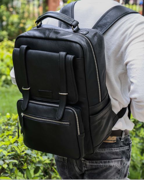 Elegant Soft Black Leather Backpack Stylish, Versatile, and Organized ART:- BG-1610